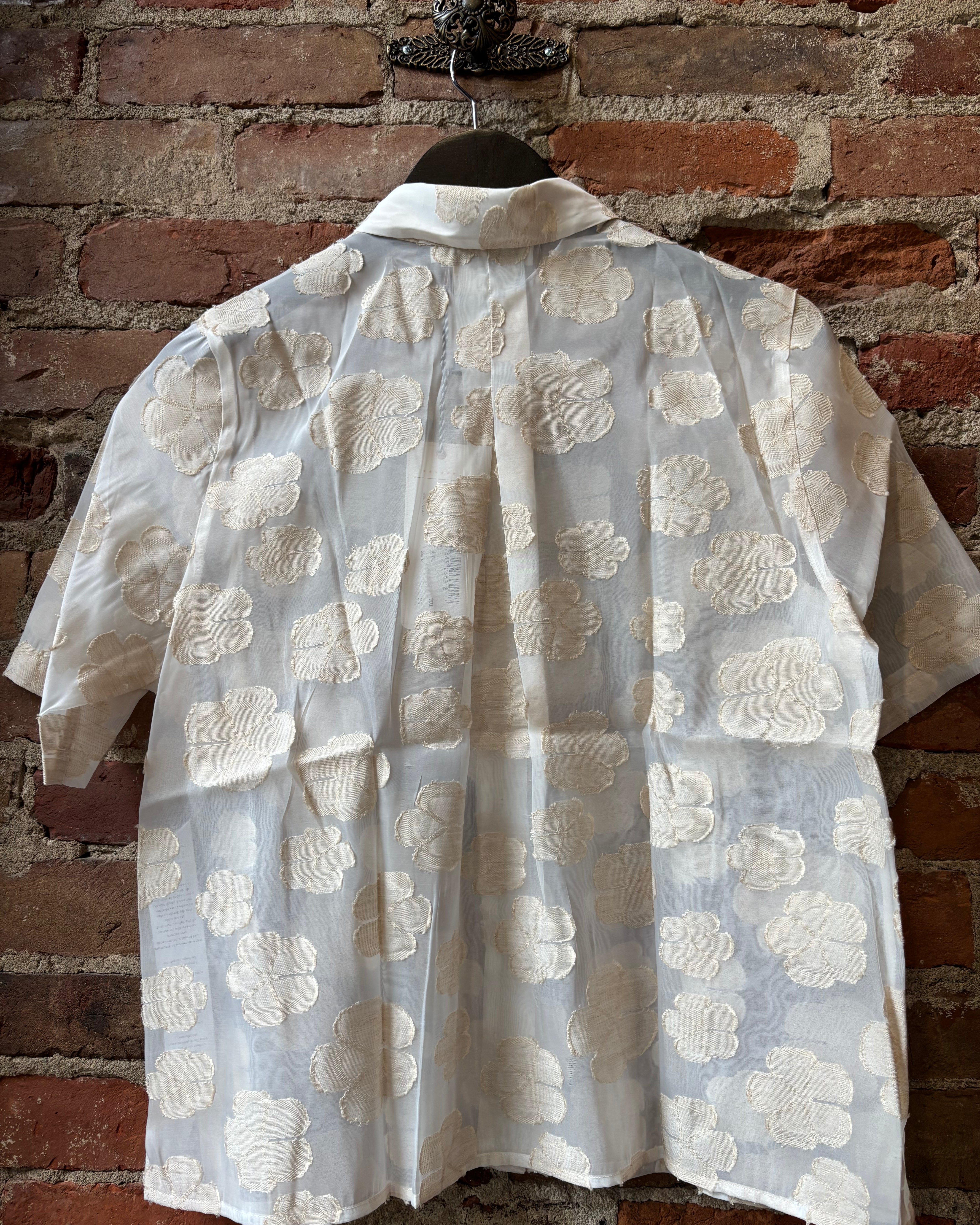 0039 Italy Bea Blouse - Organza Flocked Women's Tops - Sloane Boutique