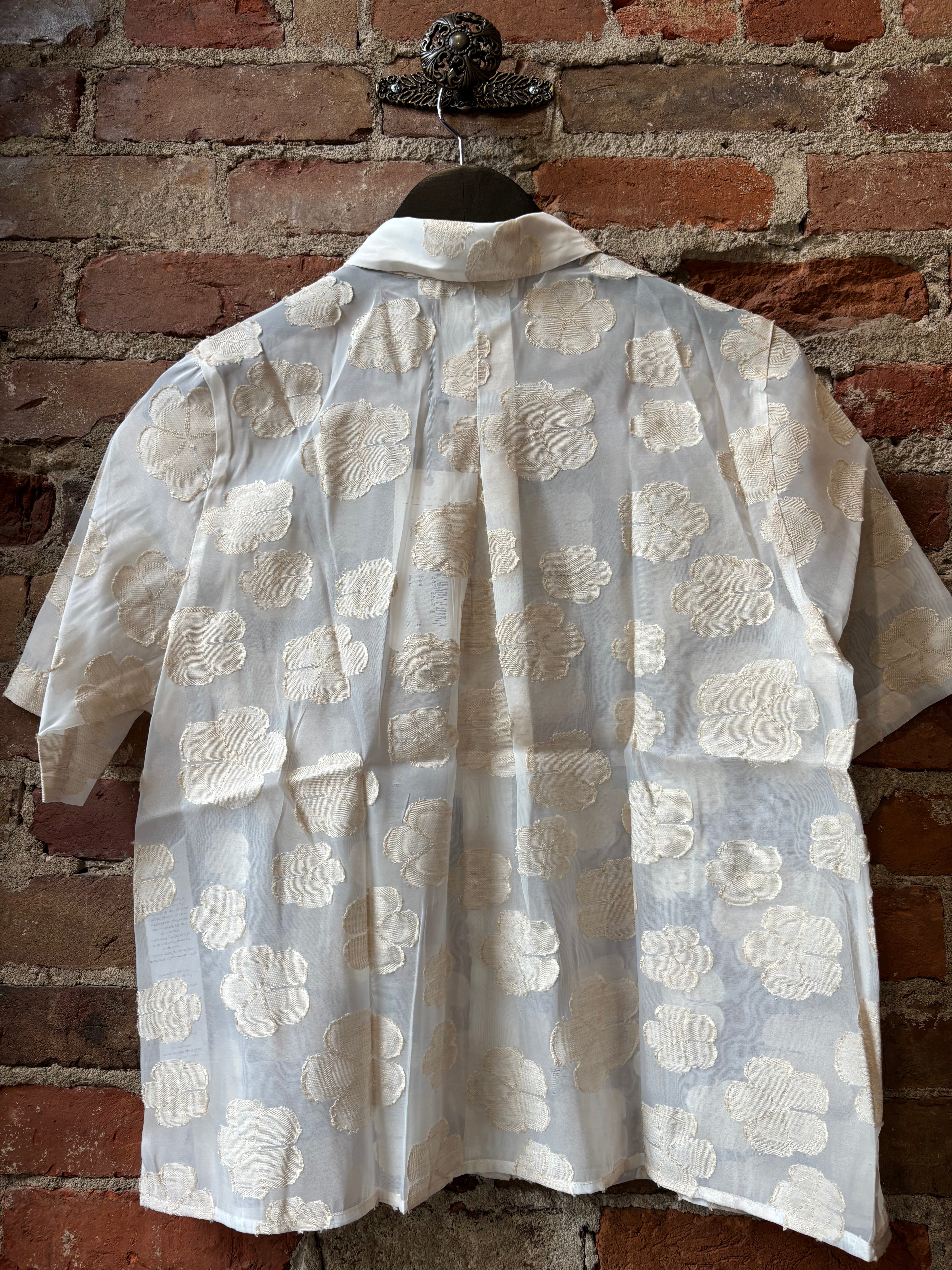 0039 Italy Bea Blouse - Organza Flocked Women's Tops - Sloane Boutique