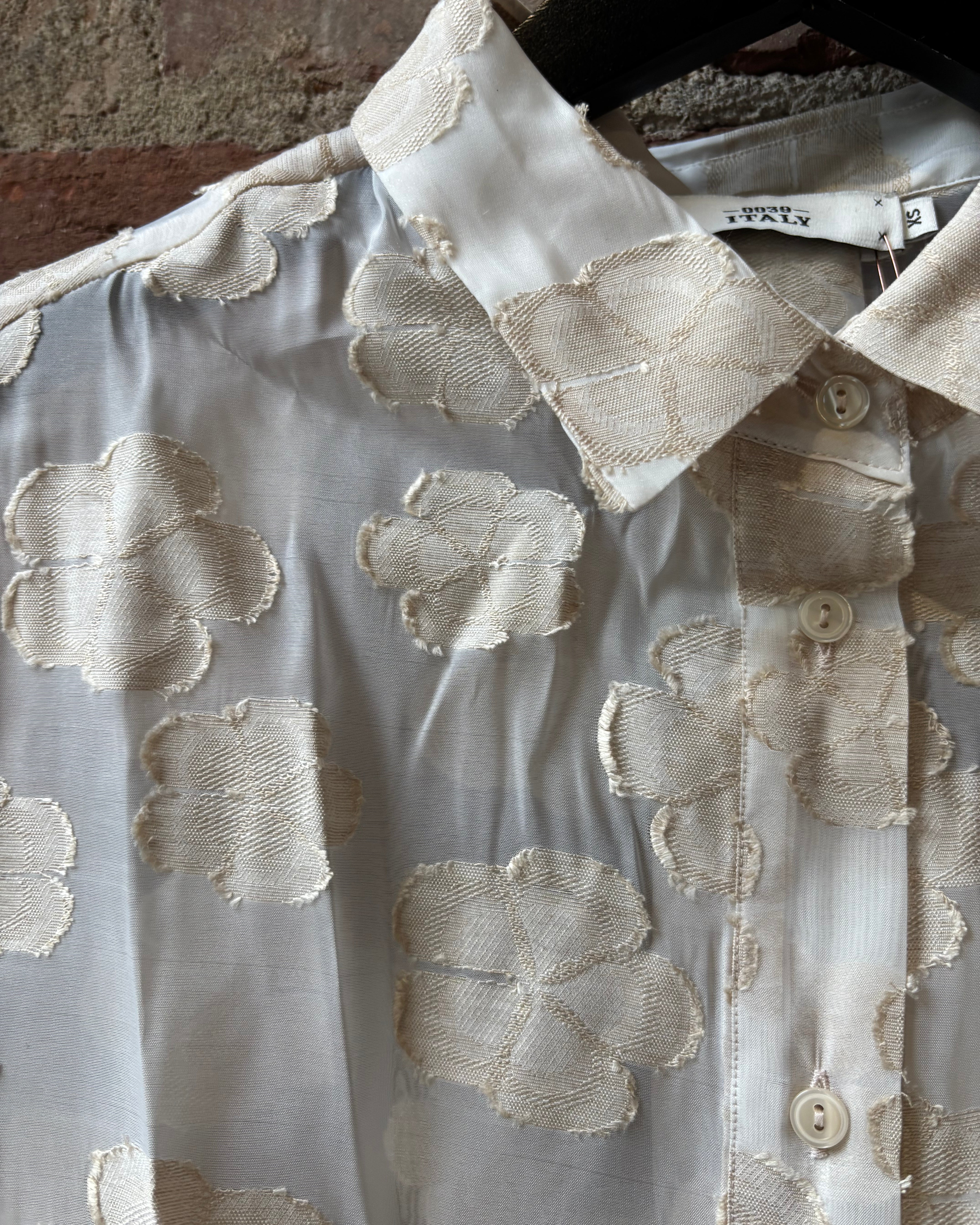 0039 Italy Bea Blouse - Organza Flocked Women's Tops - Sloane Boutique