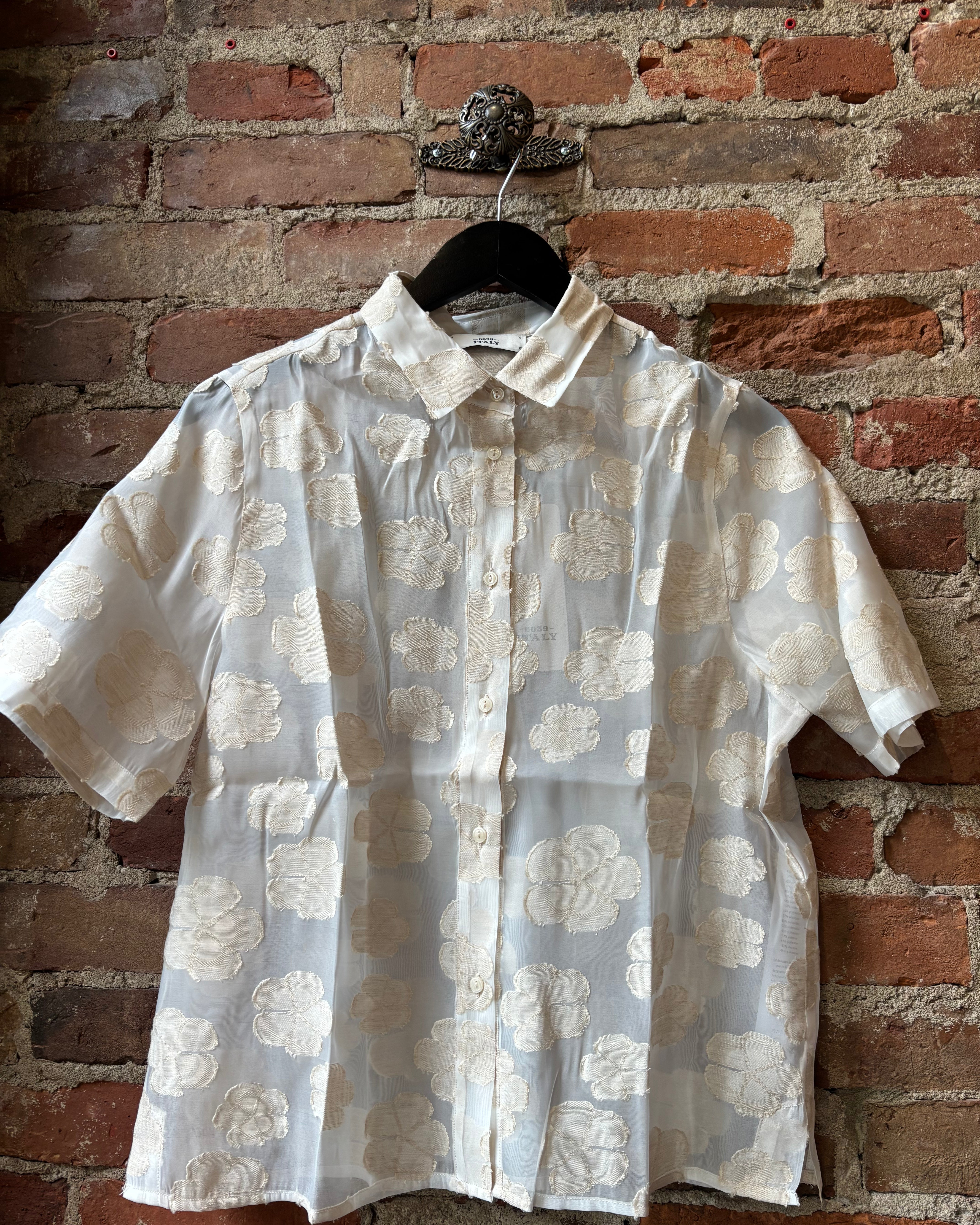 0039 Italy Bea Blouse - Organza Flocked Women's Tops - Sloane Boutique