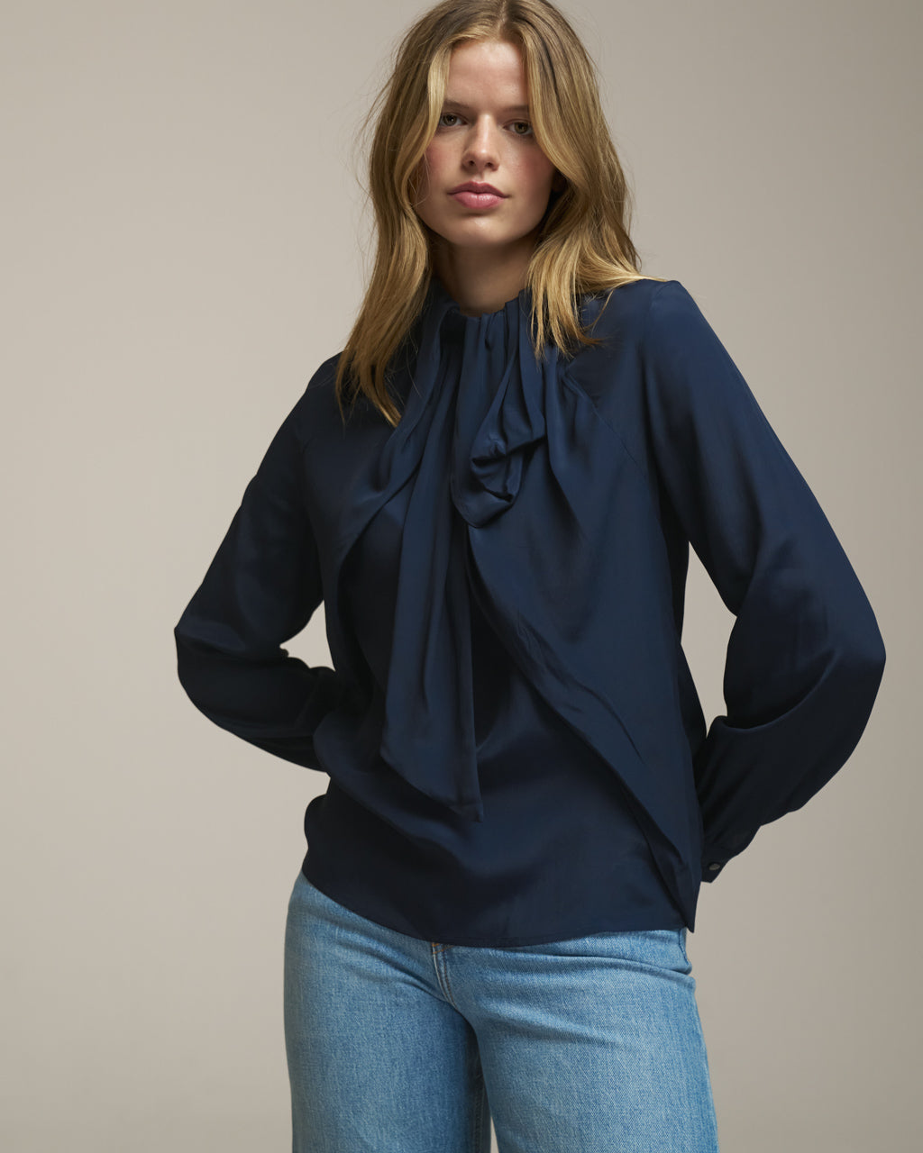 0039 Italy Dorothea Blouse - Navy Women's Tops - Sloane Boutique