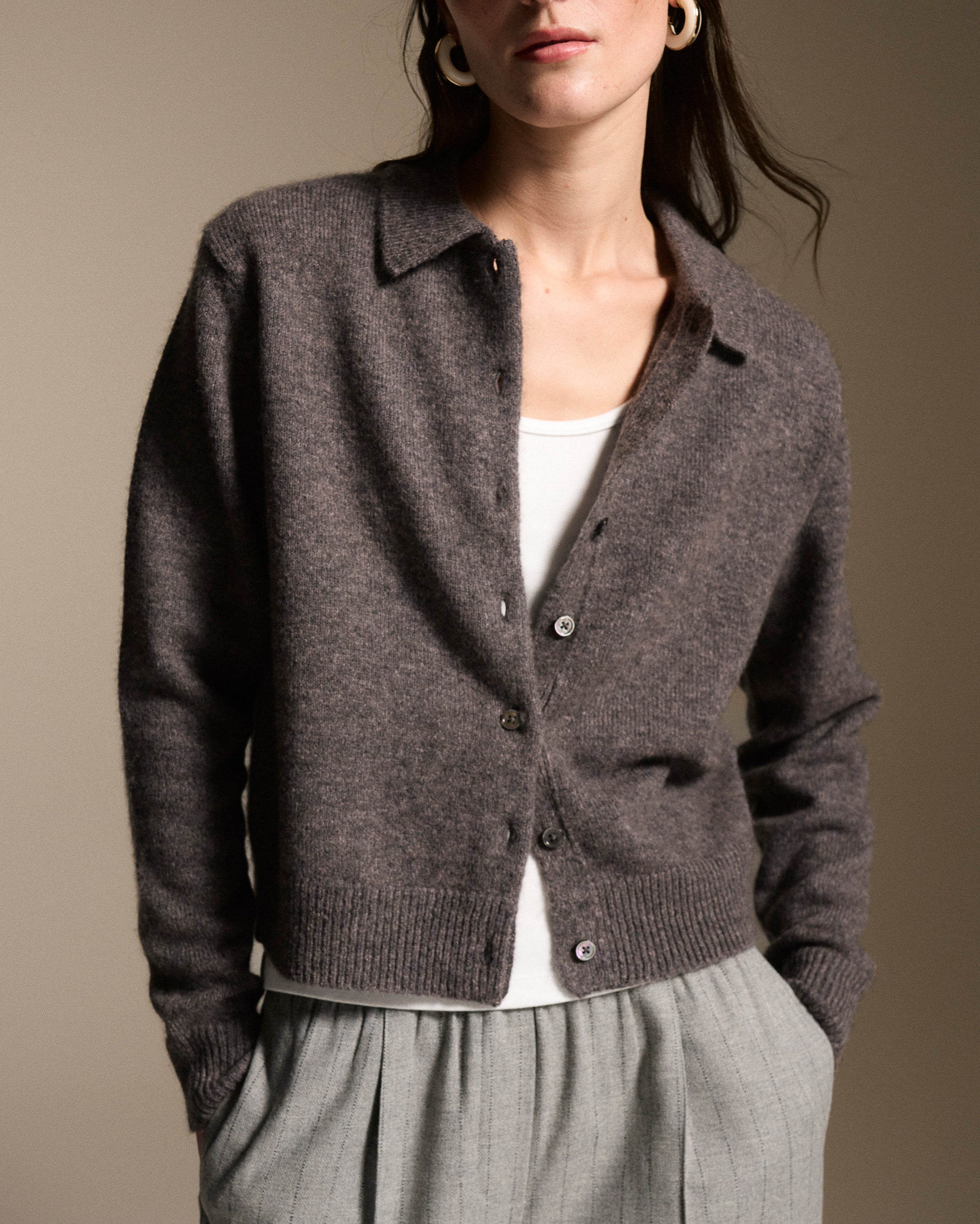 0039 Italy Gina Cardigan - Taupe Women's Tops - Sloane Boutique
