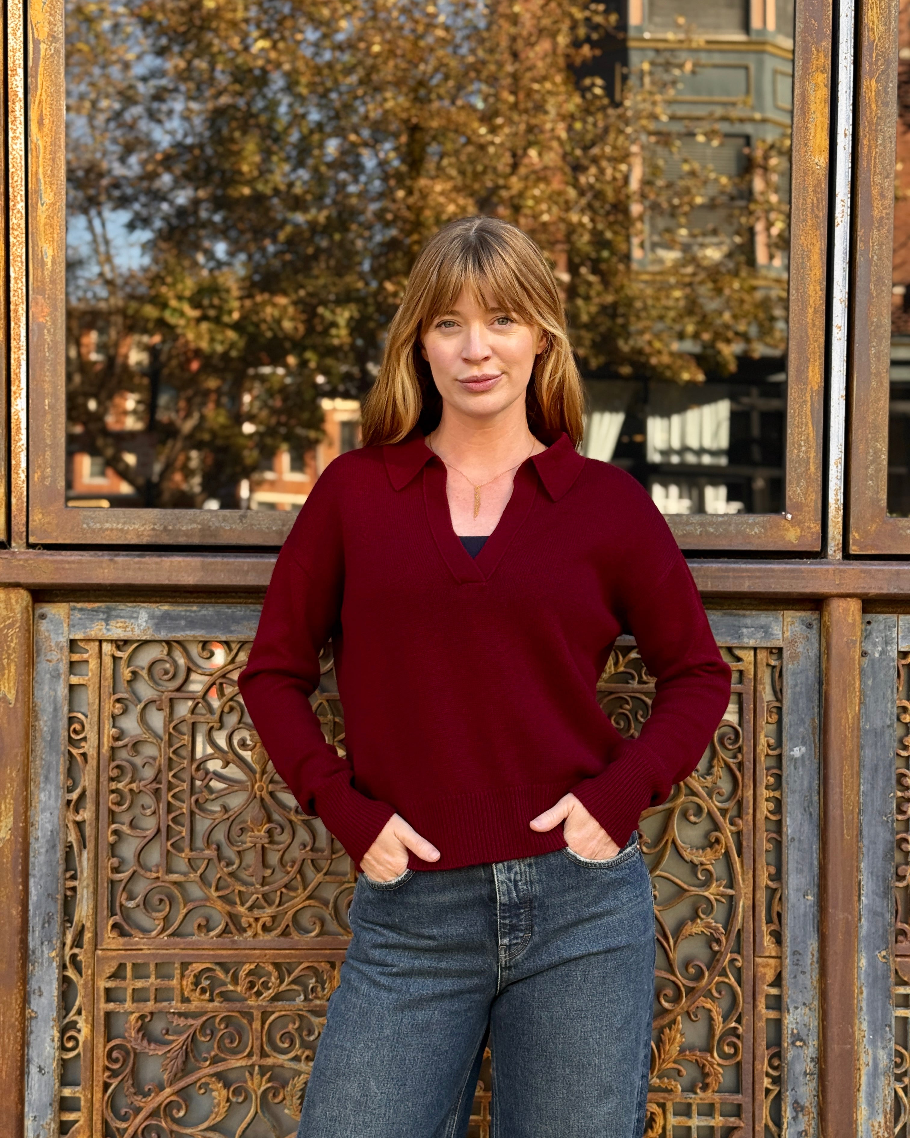 0039 Italy Iris LA Pullover - Burgundy sale tops - Sloane Boutique