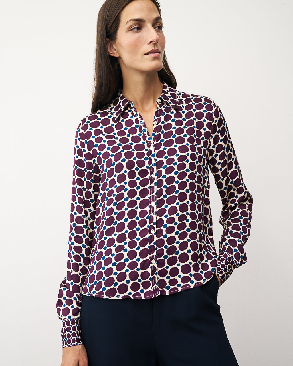 0039 Italy Sia Blouse - Blue Women's Tops - Sloane Boutique