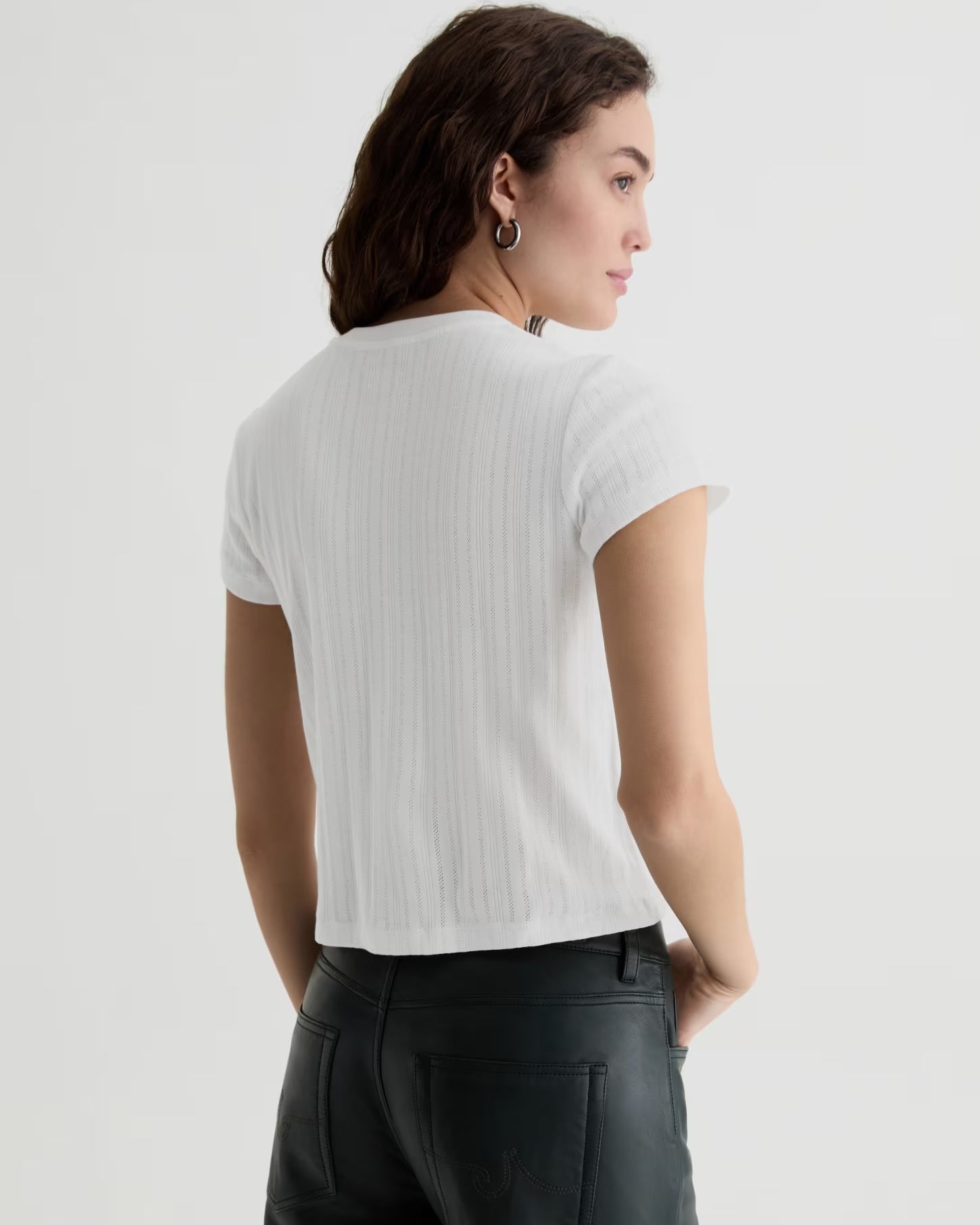 AG Jeans Sadie Pointelle Crew - Powder Women's Tops - Sloane Boutique