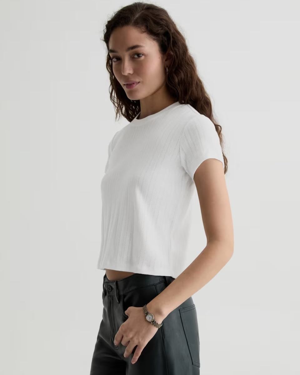 AG Jeans Sadie Pointelle Crew - Powder Women's Tops - Sloane Boutique
