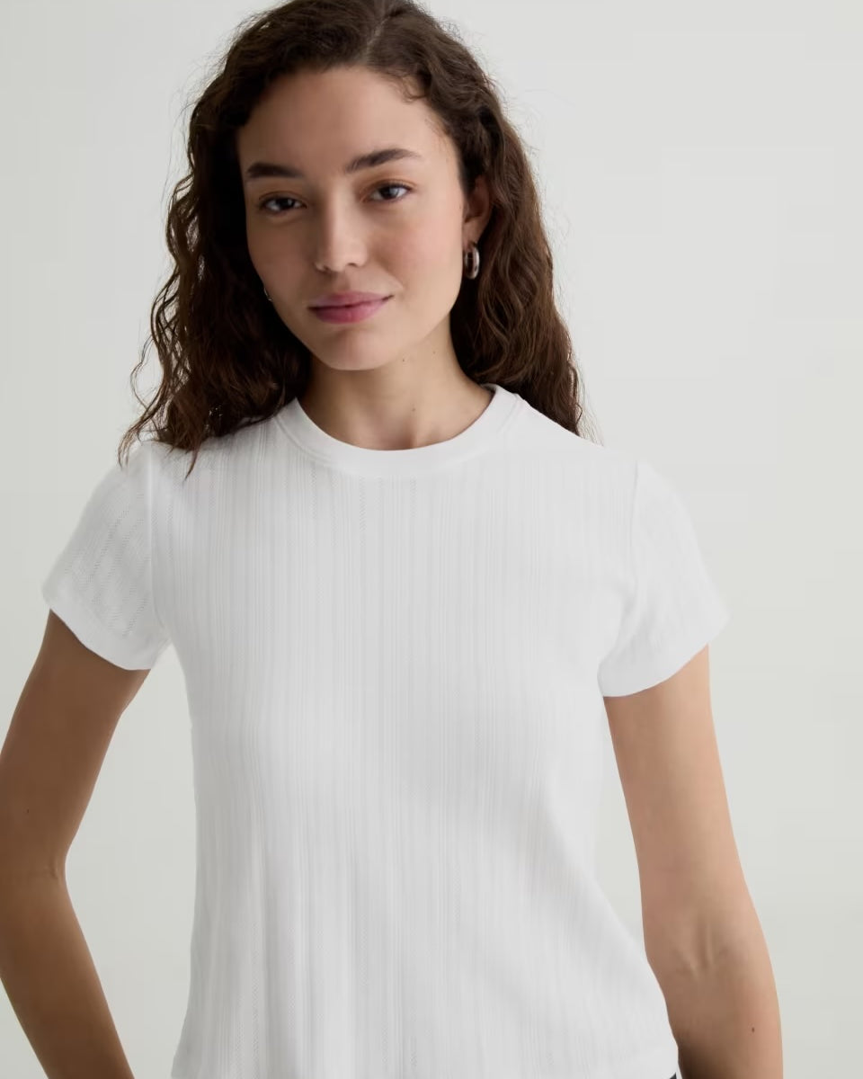 AG Jeans Sadie Pointelle Crew - Powder Women's Tops - Sloane Boutique