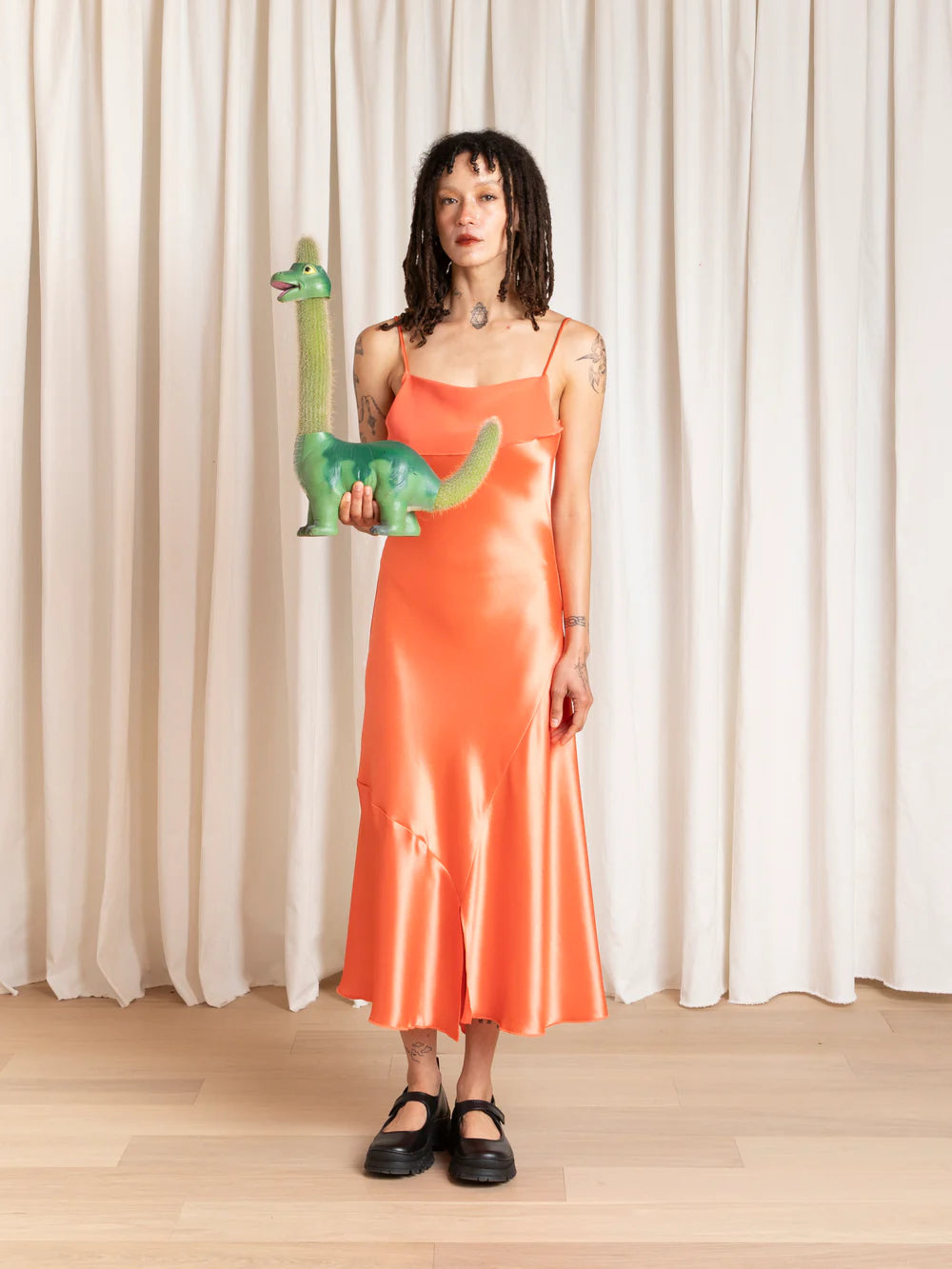 Ali Golden Asymmetrical Tank Dress - Neon Orange Dresses - Sloane Boutique