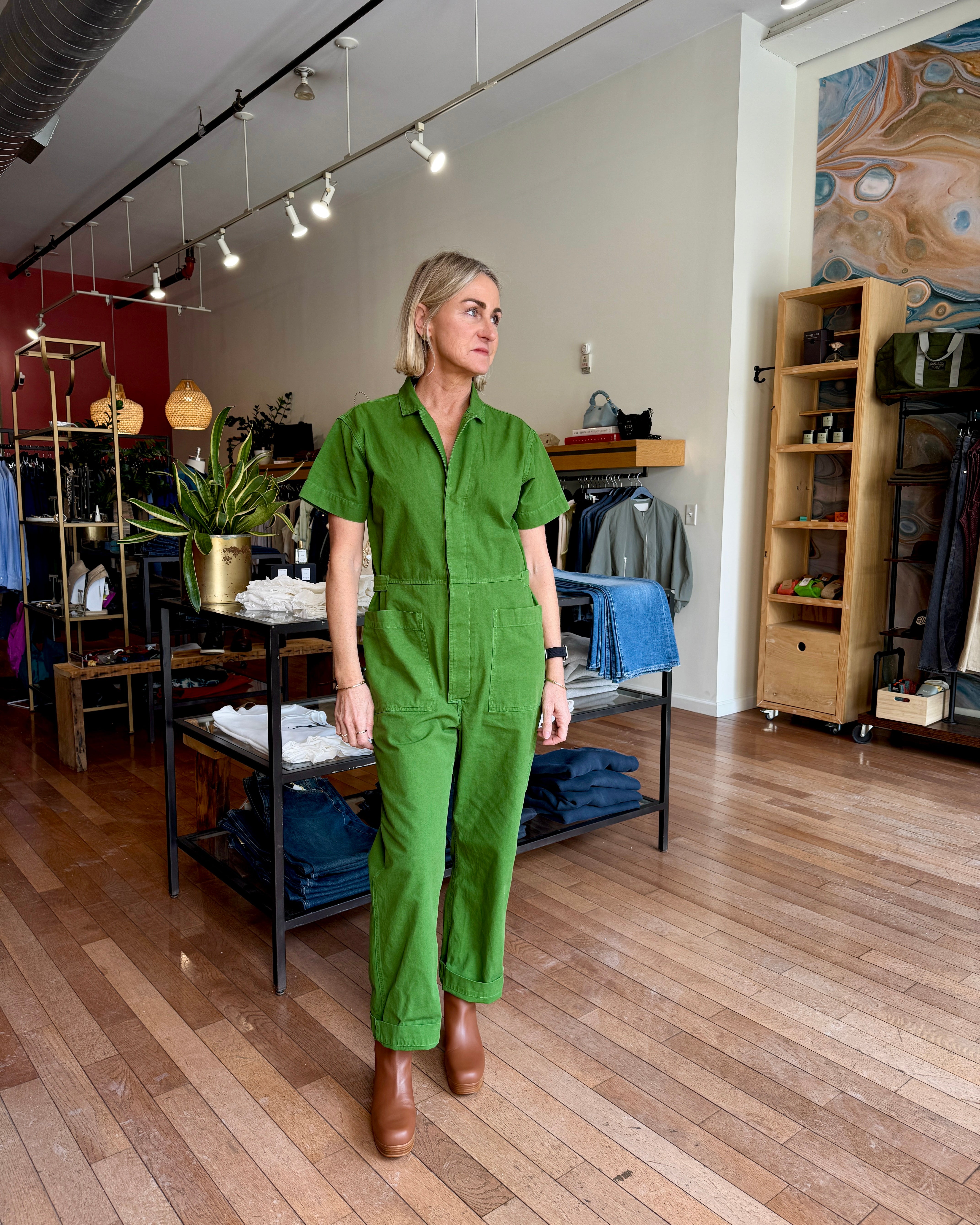Ali Golden Boiler Suit - Grass Green Dresses - Sloane Boutique