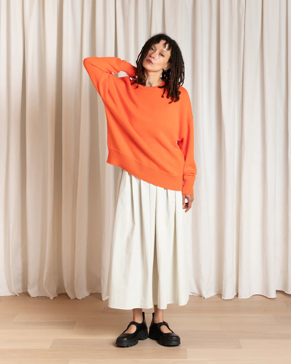 Ali Golden Chunky Cotton Pullover - Neon Orange Women's Tops - Sloane Boutique