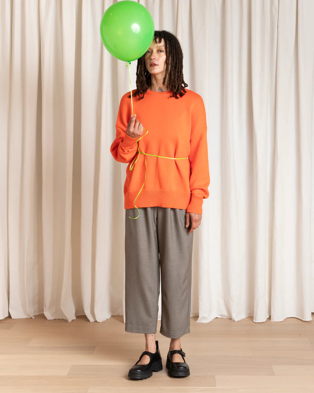 Ali Golden Chunky Cotton Pullover - Neon Orange Women's Tops - Sloane Boutique