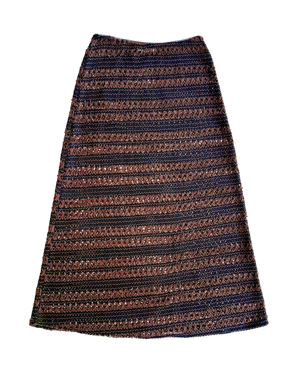 Ali Golden Crochet Slim Midi Skirt - Brown / Black Women's Bottoms - Sloane Boutique