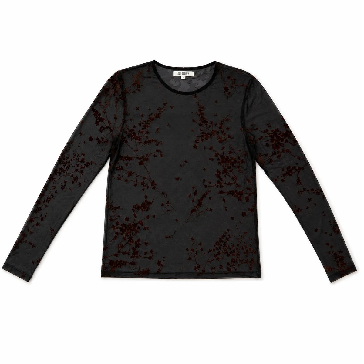 Ali Golden Floral Mesh Top - Black/Brown Women's Tops - Sloane Boutique