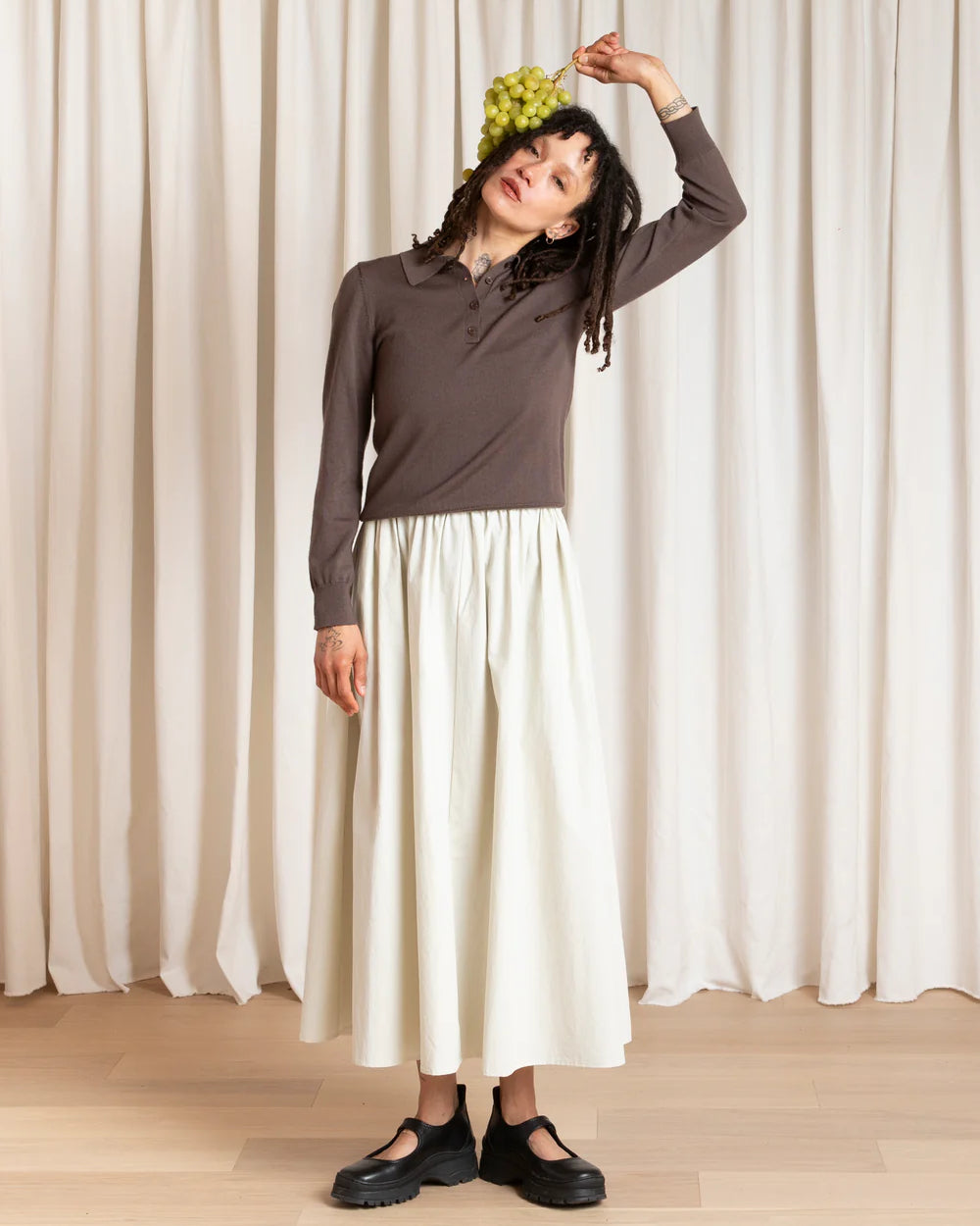 Ali Golden Full Skirt - Ecru Women's Bottoms - Sloane Boutique