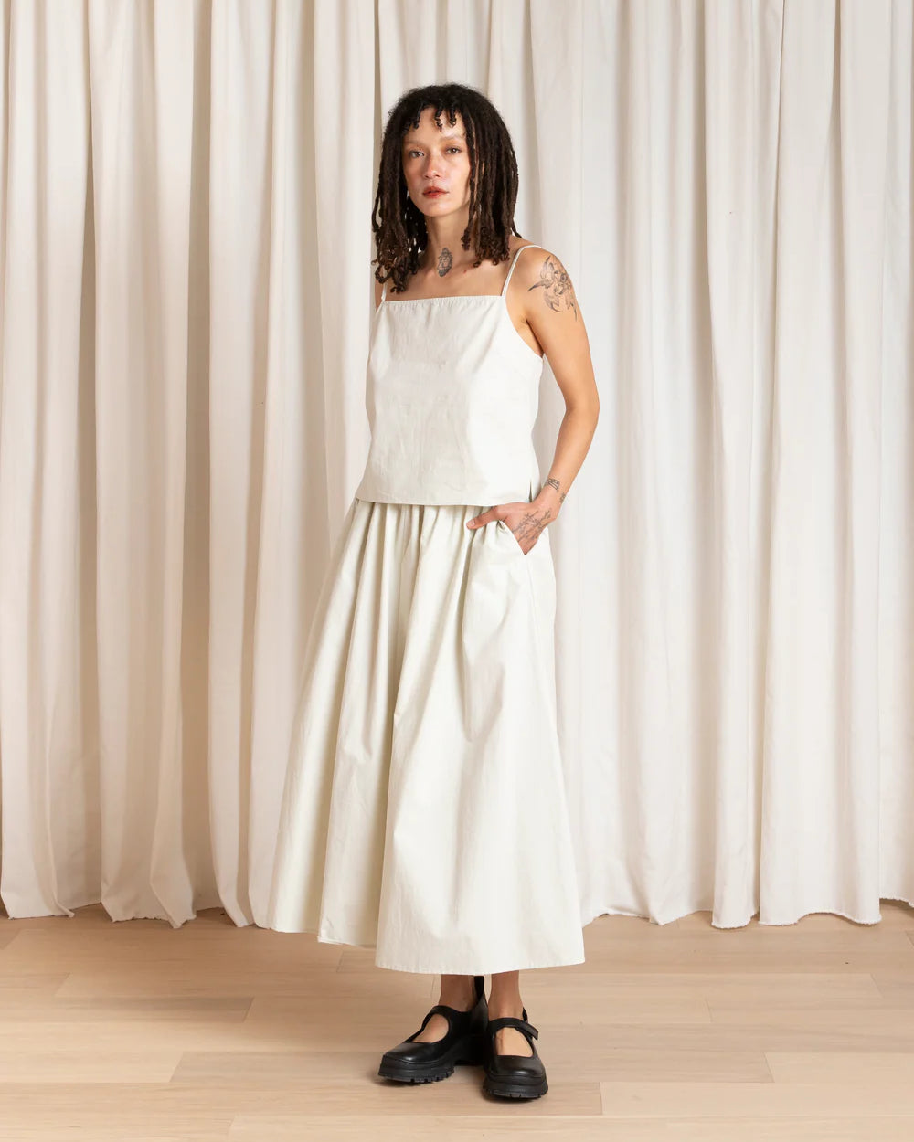 Ali Golden Full Skirt - Ecru Women's Bottoms - Sloane Boutique