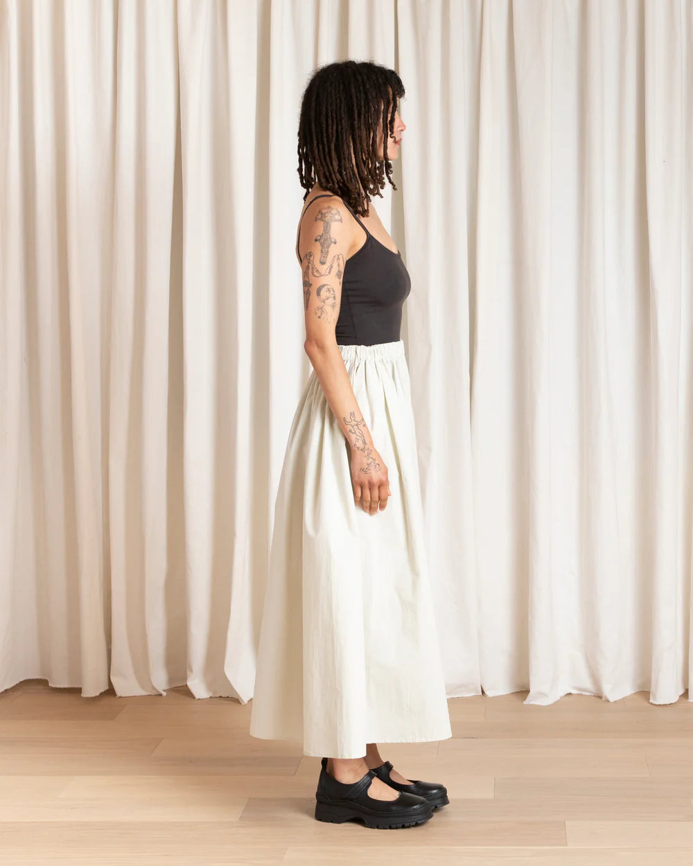 Ali Golden Full Skirt - Ecru Women's Bottoms - Sloane Boutique