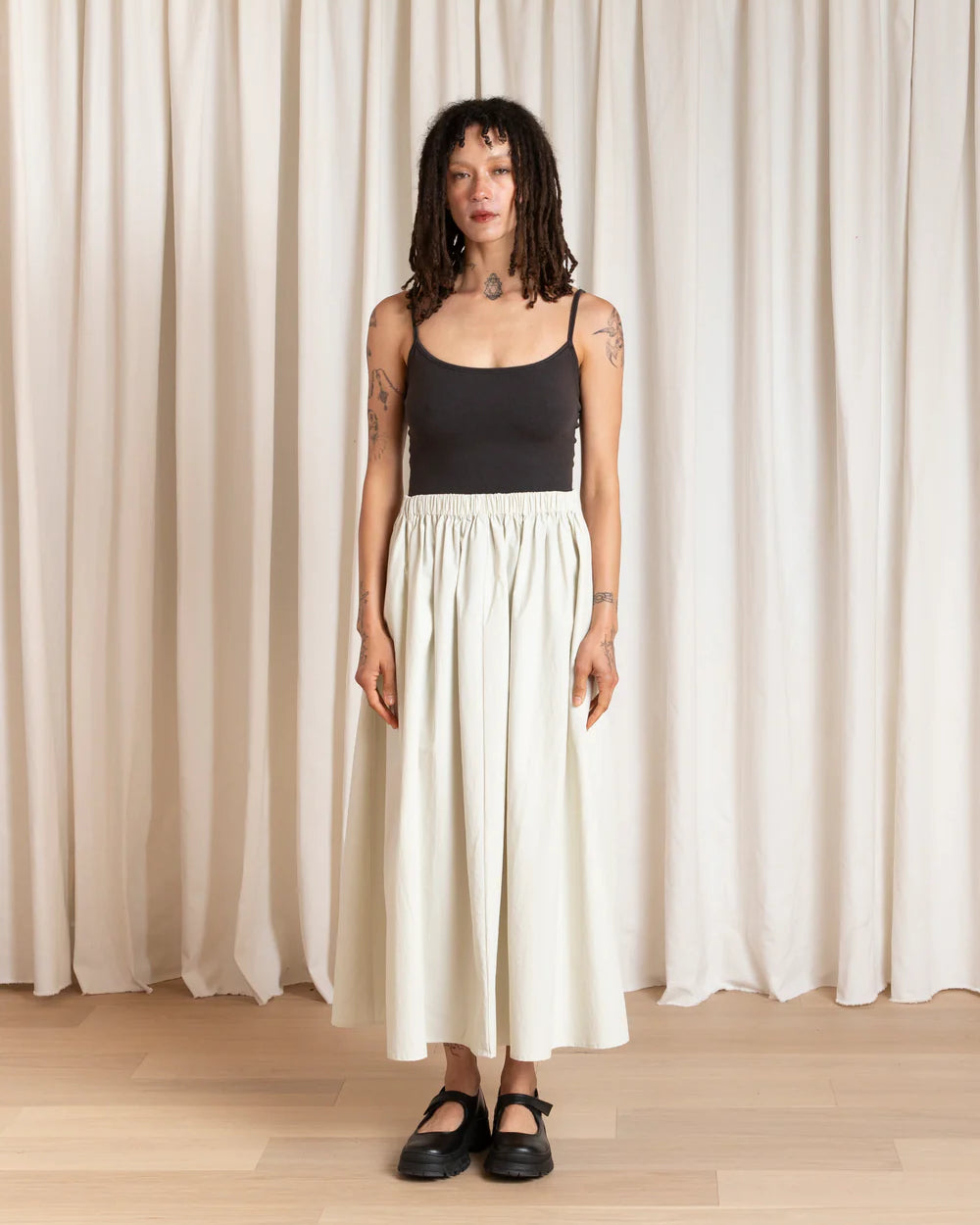 Ali Golden Full Skirt - Ecru Women's Bottoms - Sloane Boutique