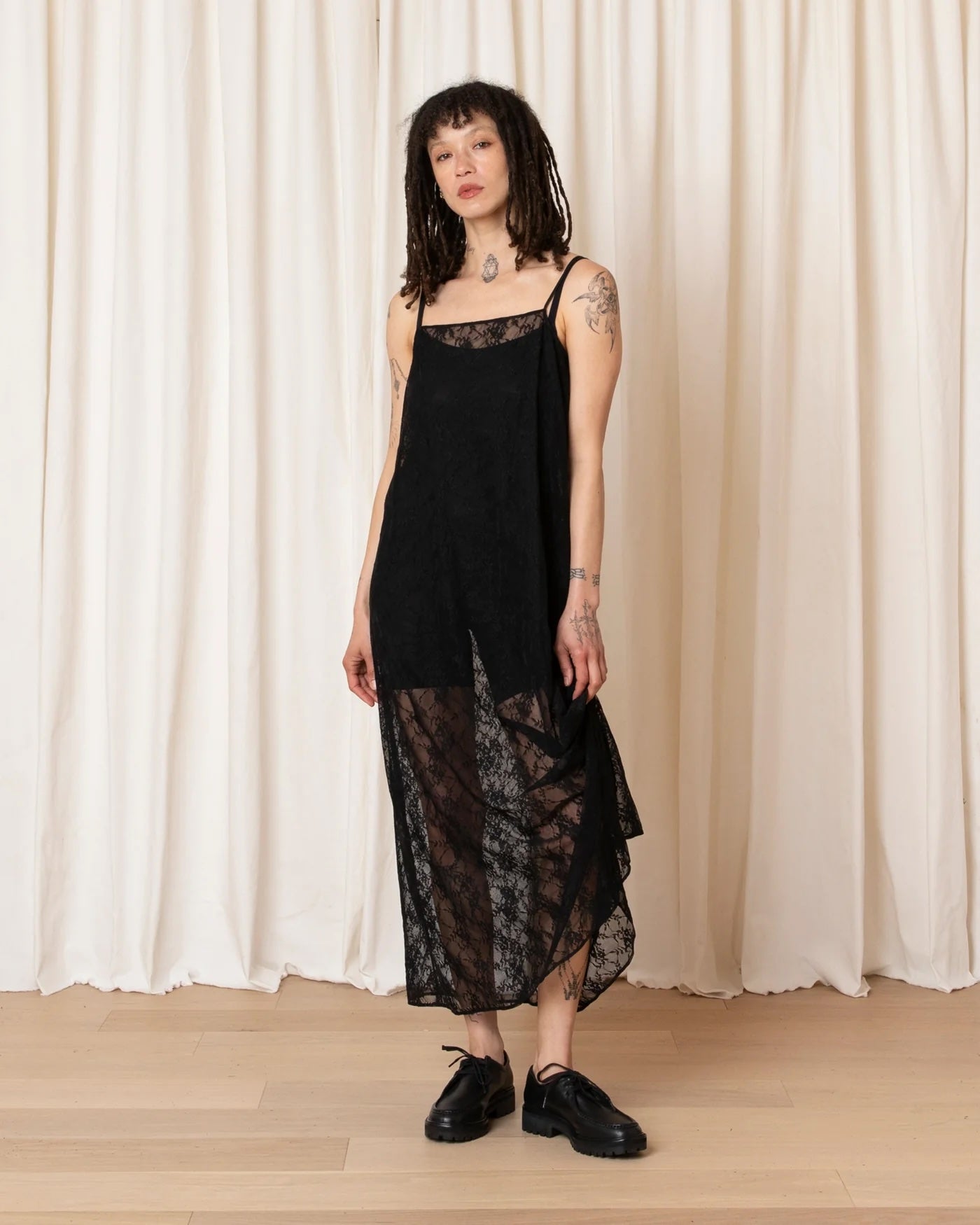 Ali Golden Lace Square Neck Dress - Black Dresses - Sloane Boutique