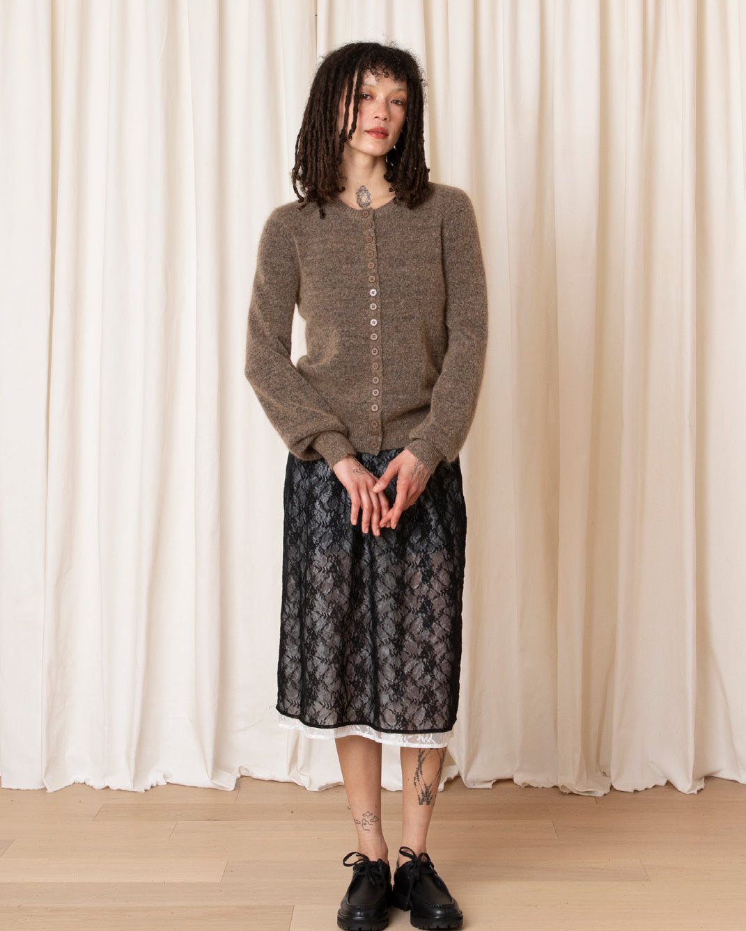 Ali Golden Multi-Button Cardigan - Taupe Women's Tops - Sloane Boutique