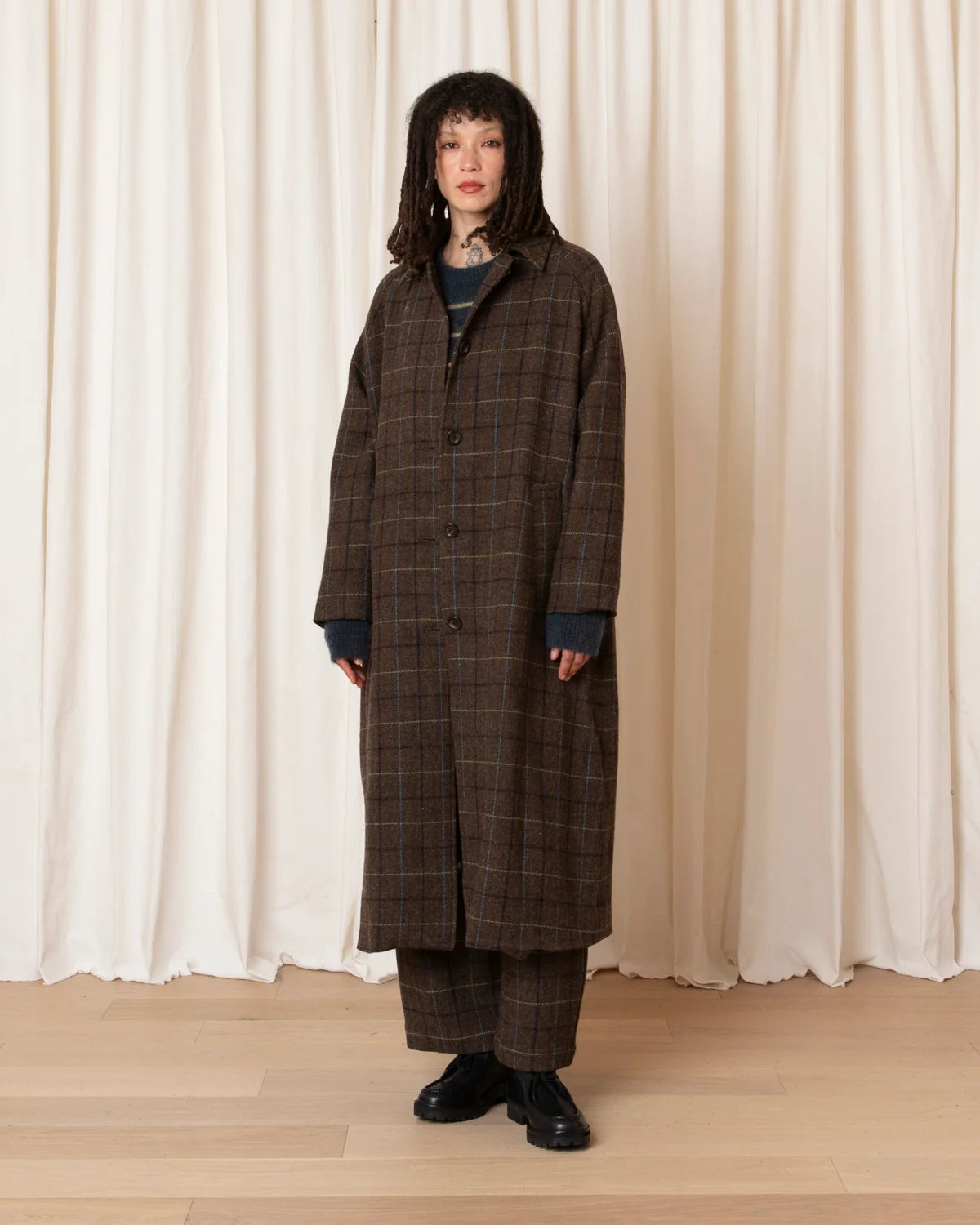 Ali Golden New Trench - Taupe Multicolor Plaid Outerwear - Sloane Boutique