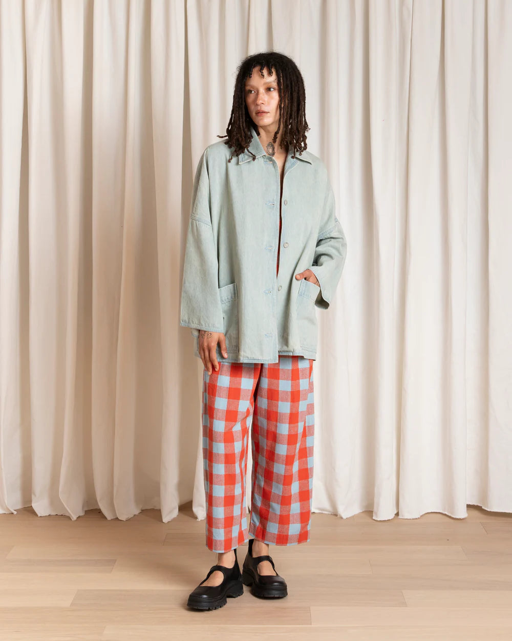 Ali Golden Oversized Shirt Jacket - Light Denim Outerwear - Sloane Boutique