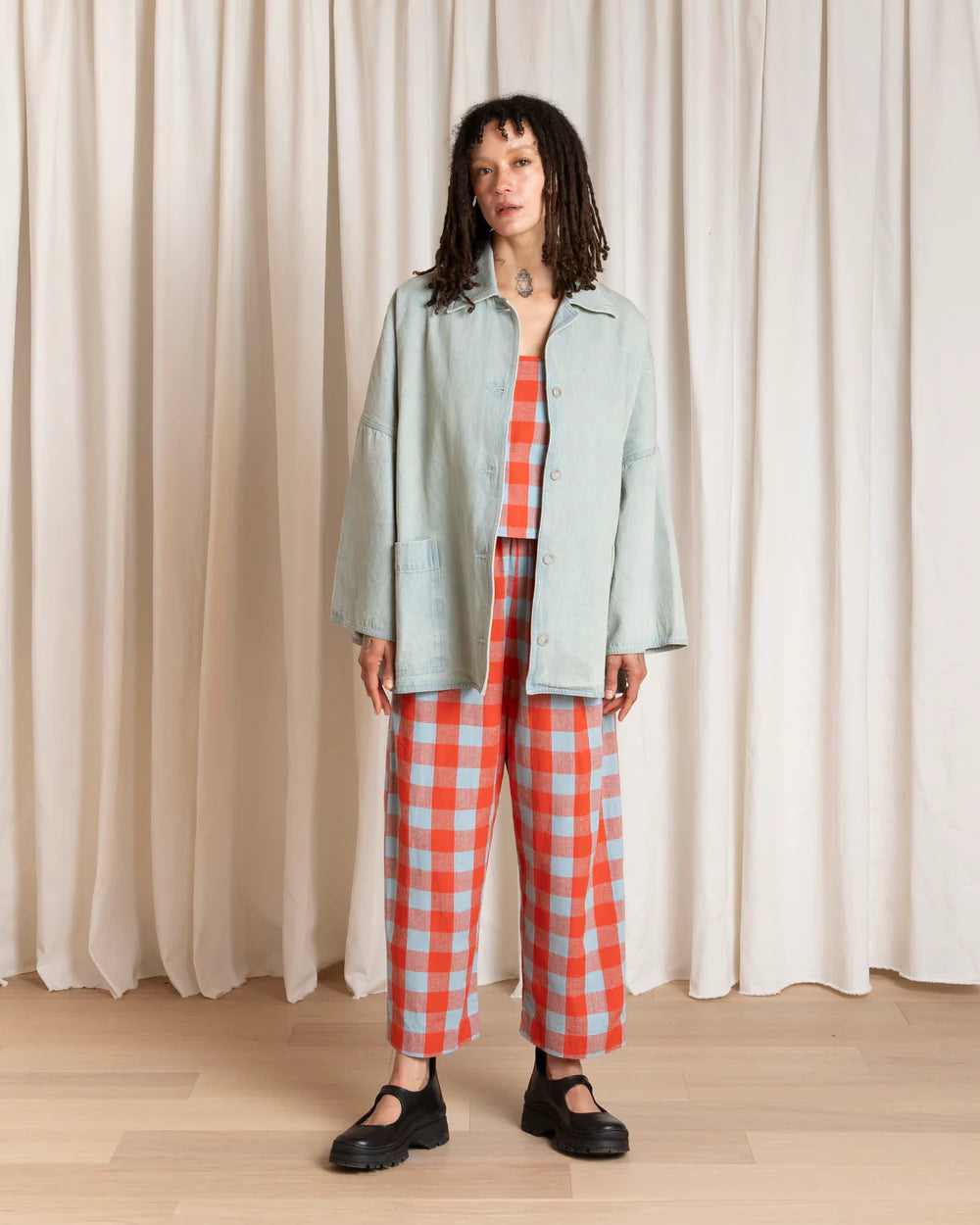 Ali Golden Oversized Shirt Jacket - Light Denim Outerwear - Sloane Boutique