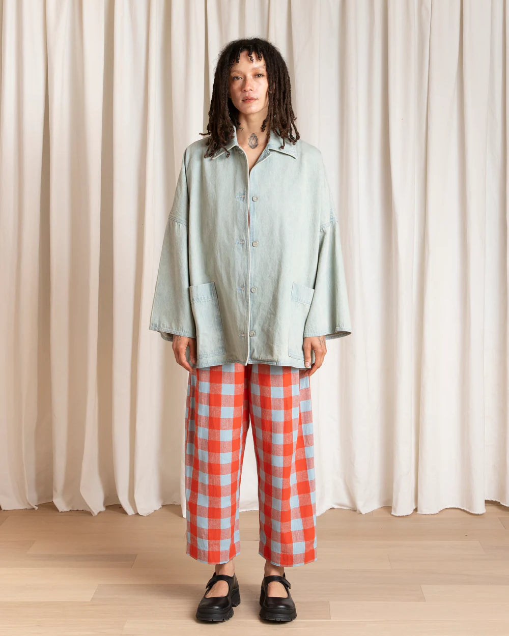 Ali Golden Oversized Shirt Jacket - Light Denim Outerwear - Sloane Boutique