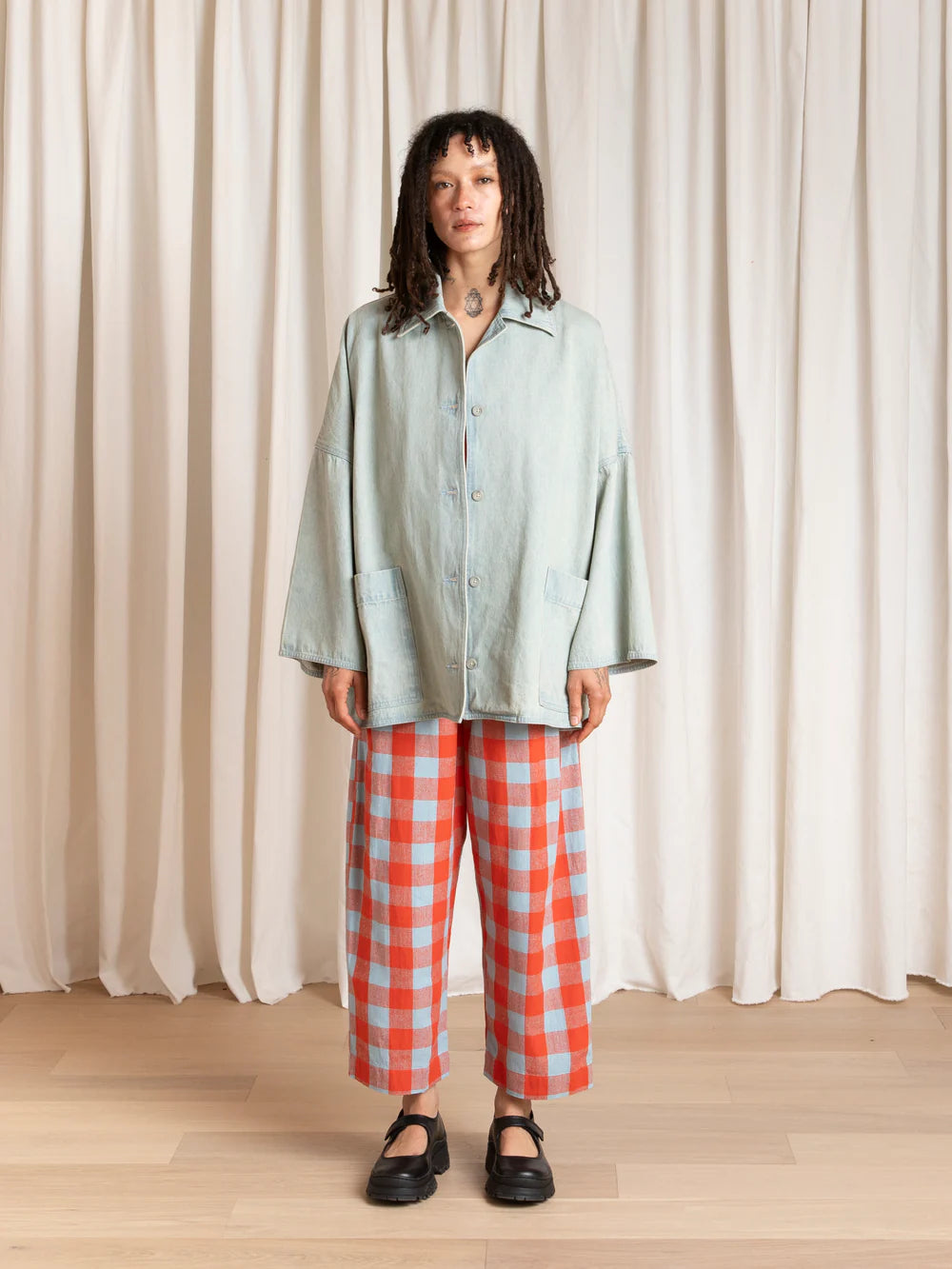 Ali Golden Oversized Shirt Jacket - Light Denim Outerwear - Sloane Boutique