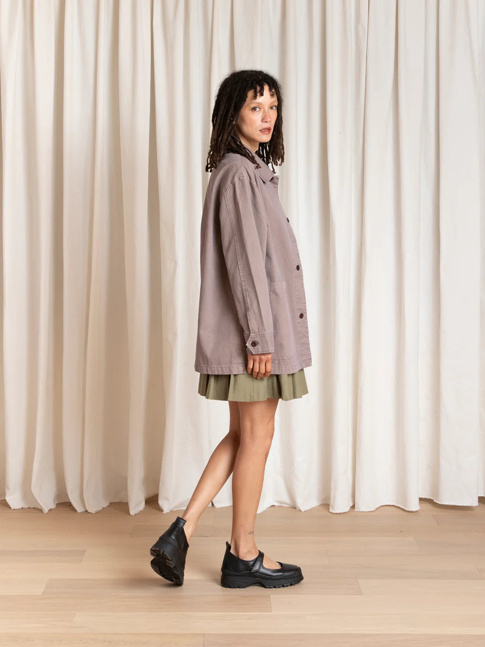 Ali Golden Relaxed Chore Coat - Mauve Outerwear - Sloane Boutique
