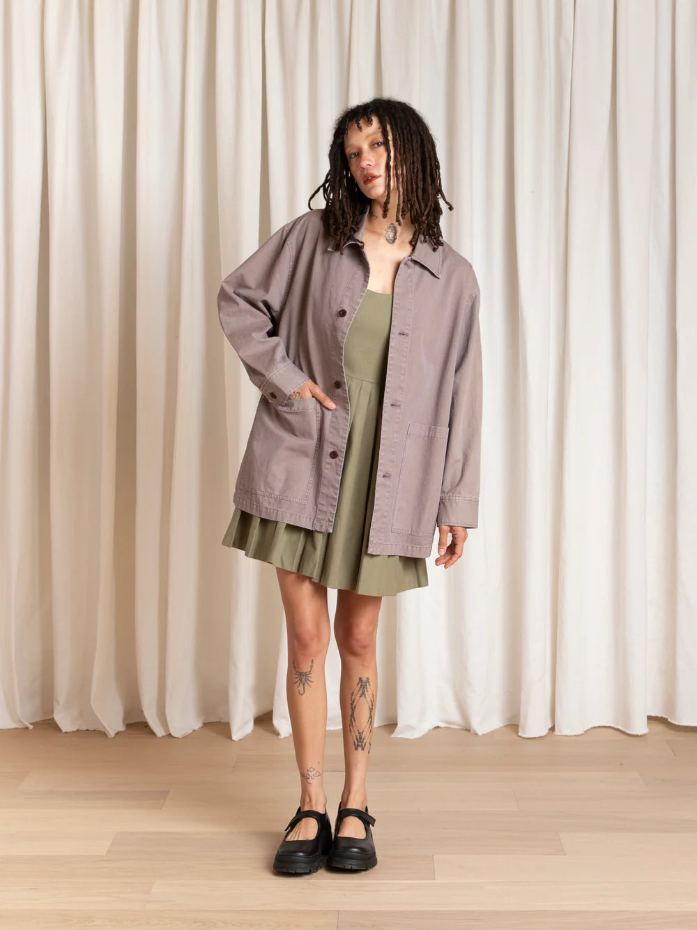 Ali Golden Relaxed Chore Coat - Mauve Outerwear - Sloane Boutique