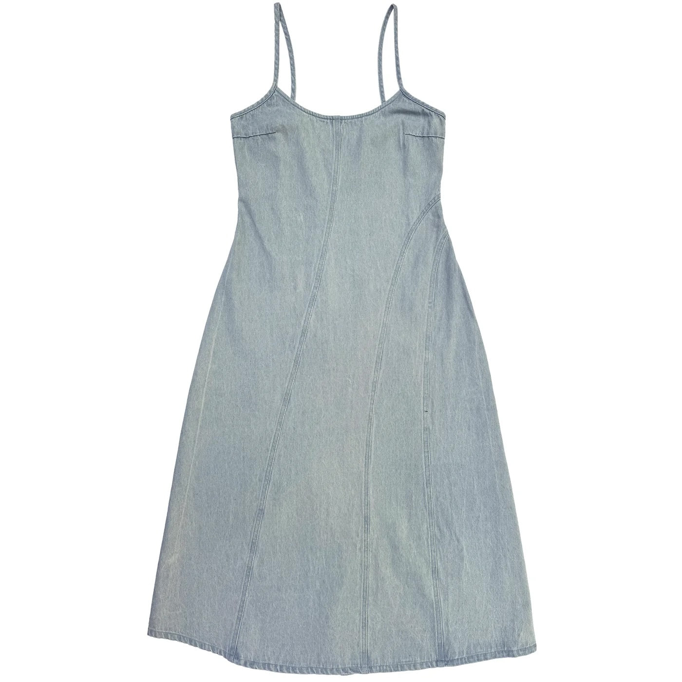 Ali Golden Seamed Tank Dress - Light Denim Dresses - Sloane Boutique
