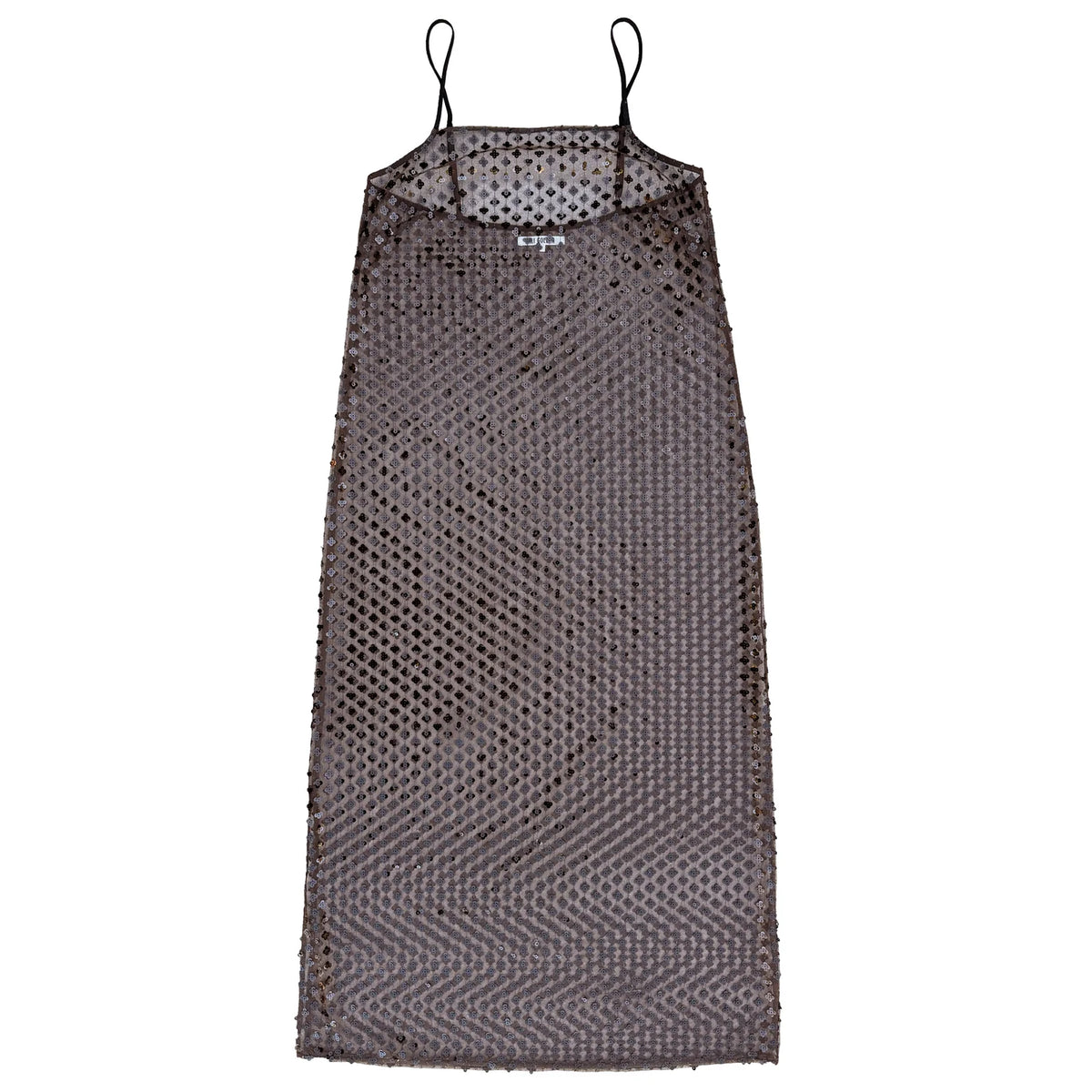 Ali Golden Square Neck Slip Dress - Dark Taupe/ Black Sequins Dresses - Sloane Boutique