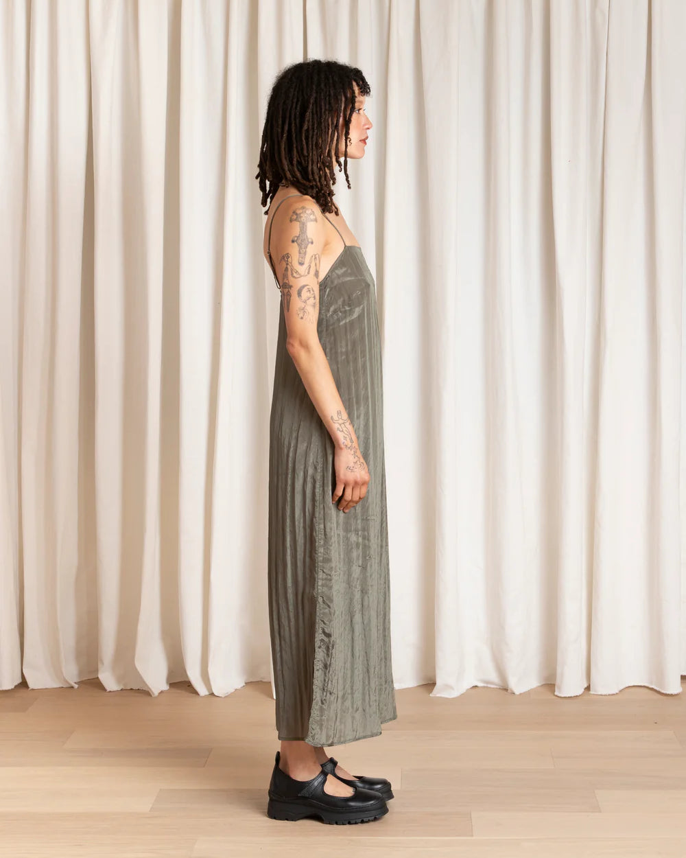 Ali Golden Square Neck Slip Dress - Sage Dresses - Sloane Boutique