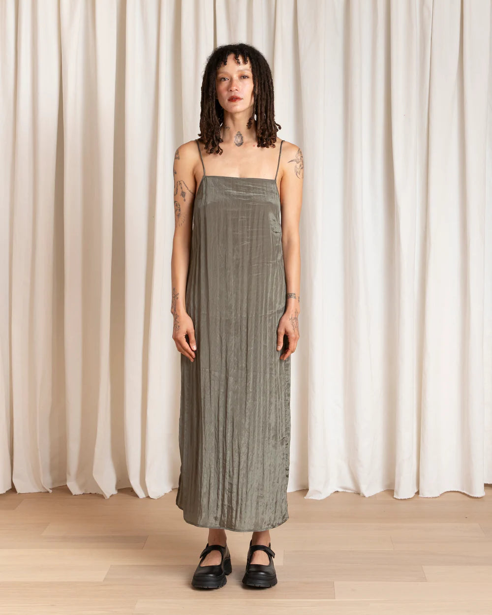 Ali Golden Square Neck Slip Dress - Sage Dresses - Sloane Boutique