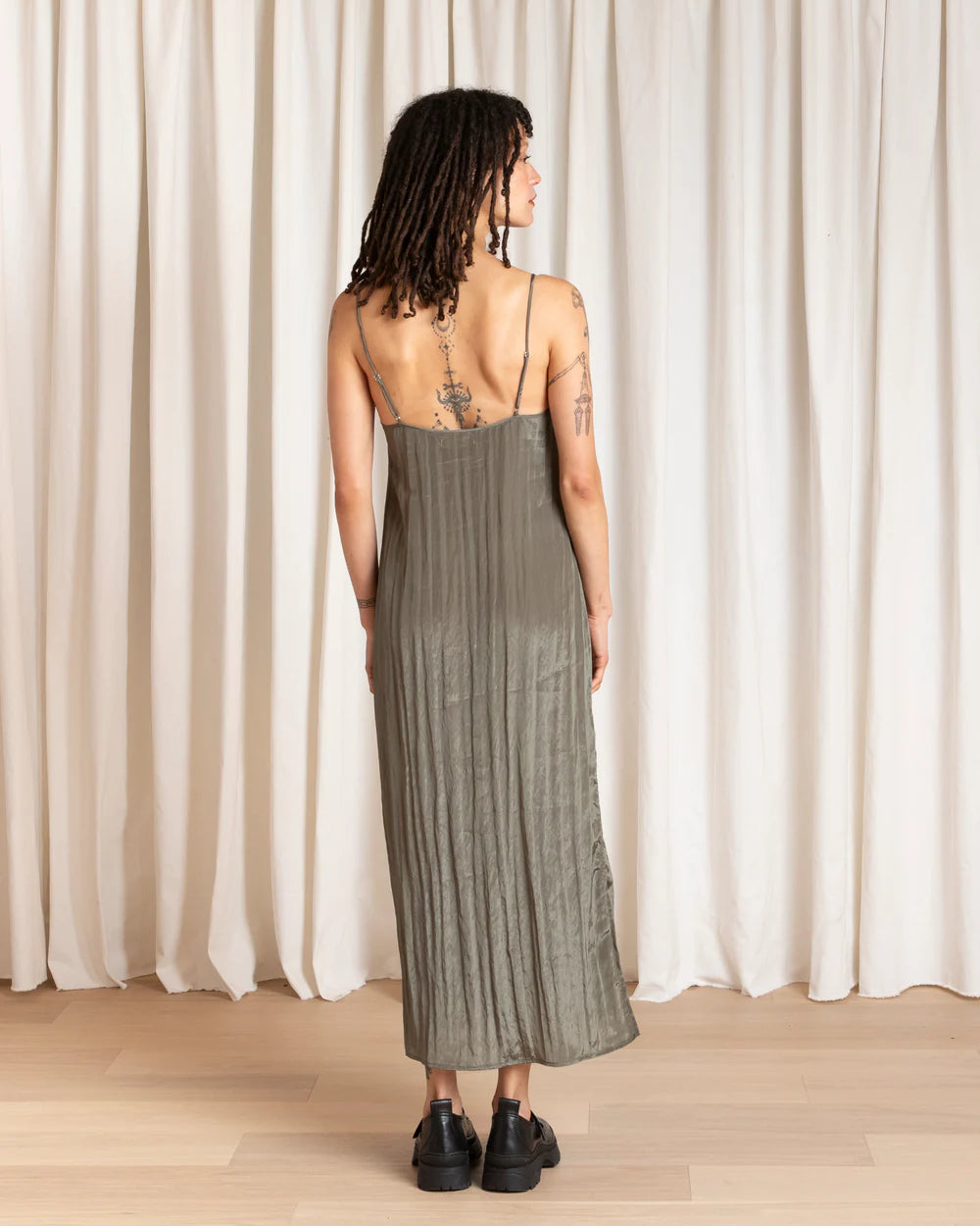 Ali Golden Square Neck Slip Dress - Sage Dresses - Sloane Boutique