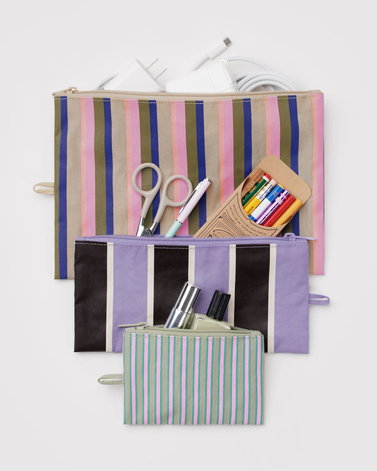BAGGU Flat Pouch Set - Candy Shop Stripes Accessories - Sloane Boutique