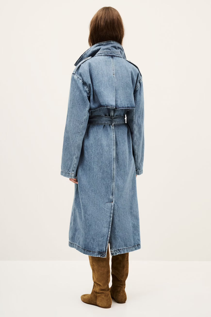 Bash Paris Tresca Denim Trench Coat - Mid Blue sale outerwear - Sloane Boutique