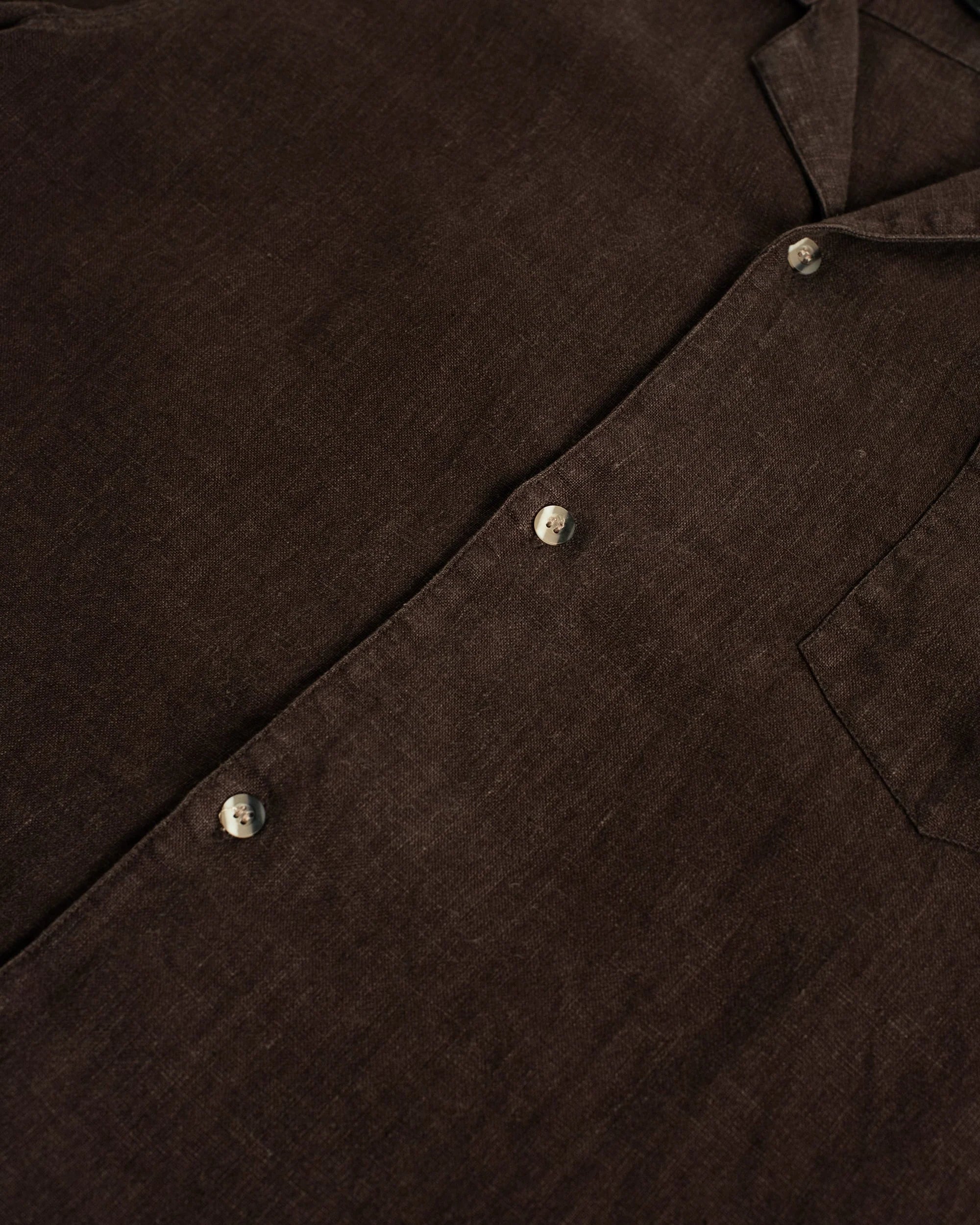 Bather Espresso Linen Camp Shirt - Brown Men's Tops - Sloane Boutique
