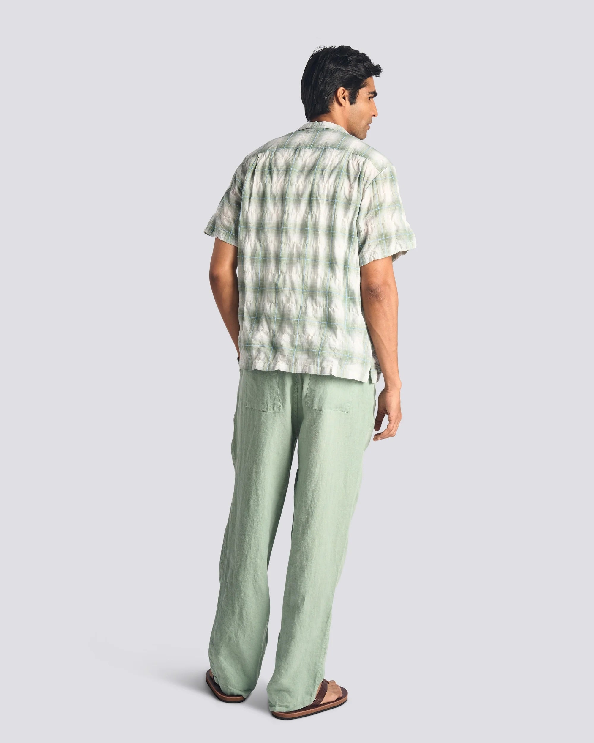 Bather Laurel Grid Camp Shirt - Green Men's Tops - Sloane Boutique