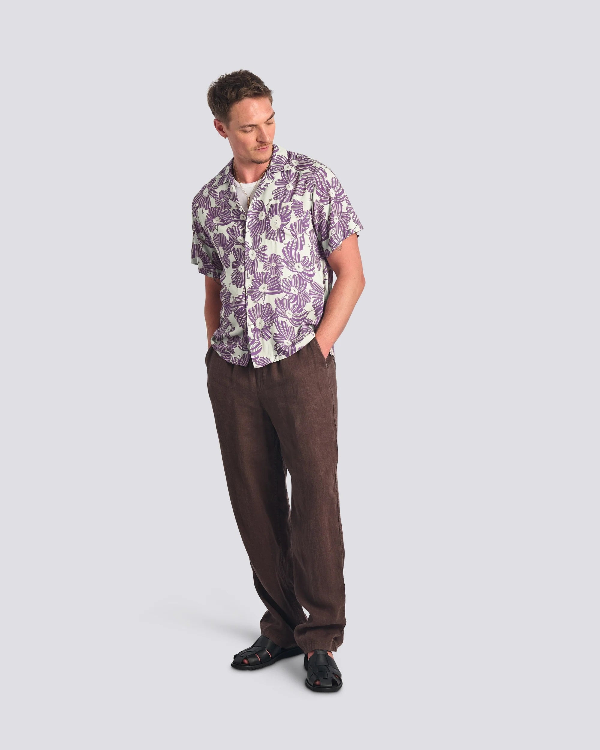 Bather Taro Breeze Camp Shirt - Purple Men's Tops - Sloane Boutique