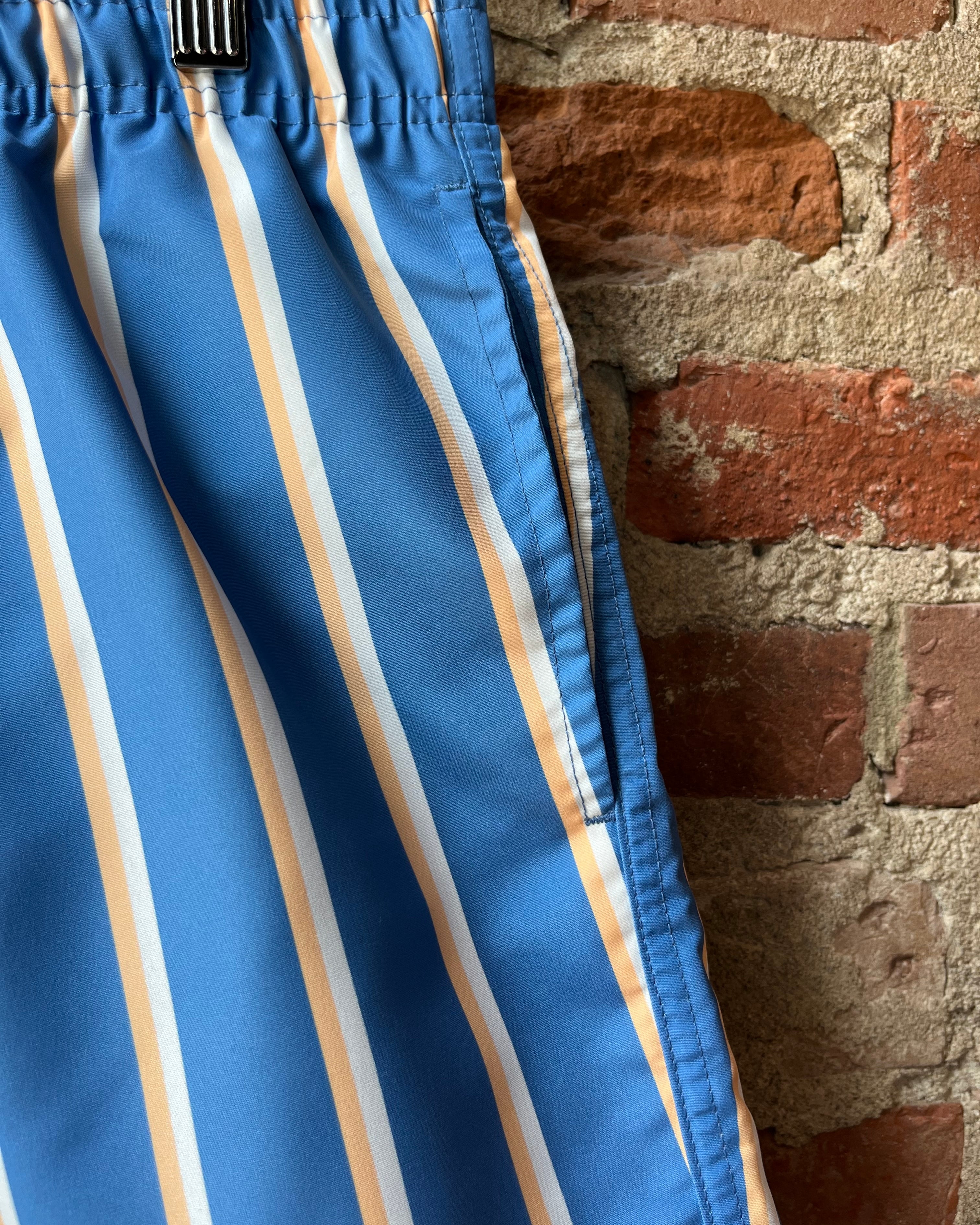 Bather Yellow & White Fine Stripe Trunk - Blue Men's Bottoms - Sloane Boutique