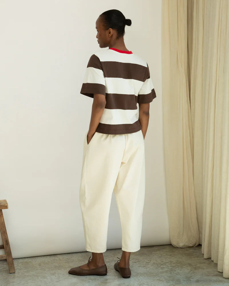 Beaumont Organic Bay-Sue Jersey Top - Cacao & White Stripe Women's Tops - Sloane Boutique
