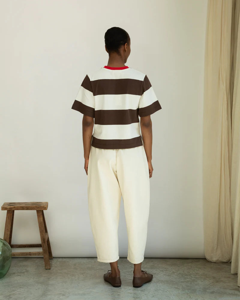 Beaumont Organic Bay-Sue Jersey Top - Cacao & White Stripe Women's Tops - Sloane Boutique