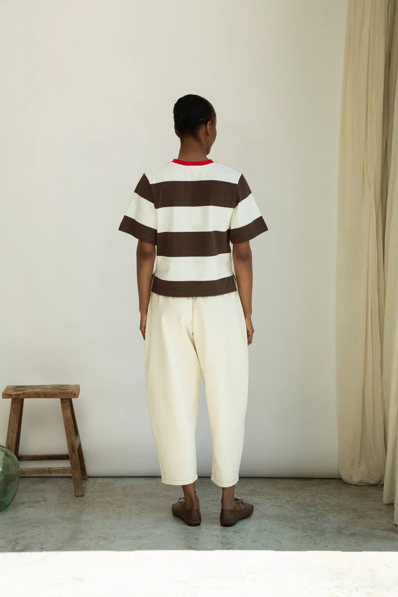 Beaumont Organic Bay-Sue Jersey Top - Cacao & White Stripe Women's Tops - Sloane Boutique