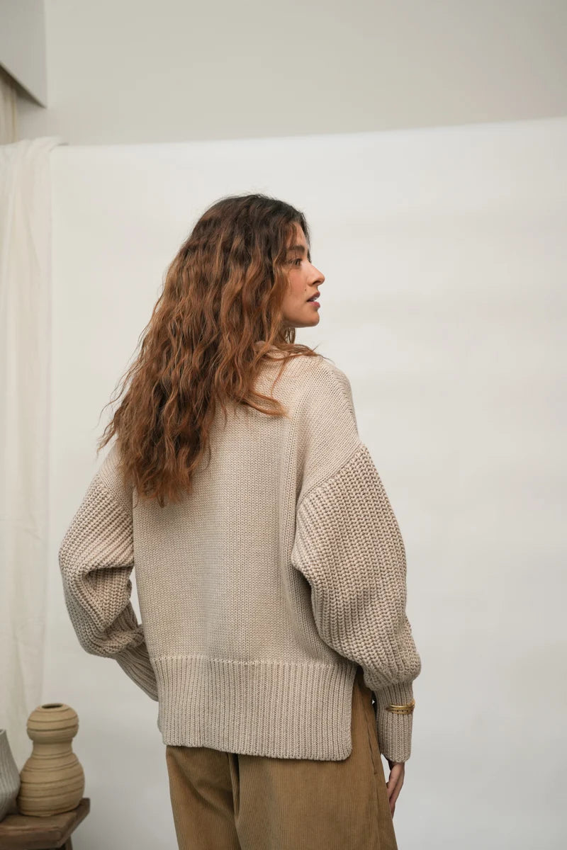 Beaumont Organic Emmy Sweater - Beige Women's Tops - Sloane Boutique