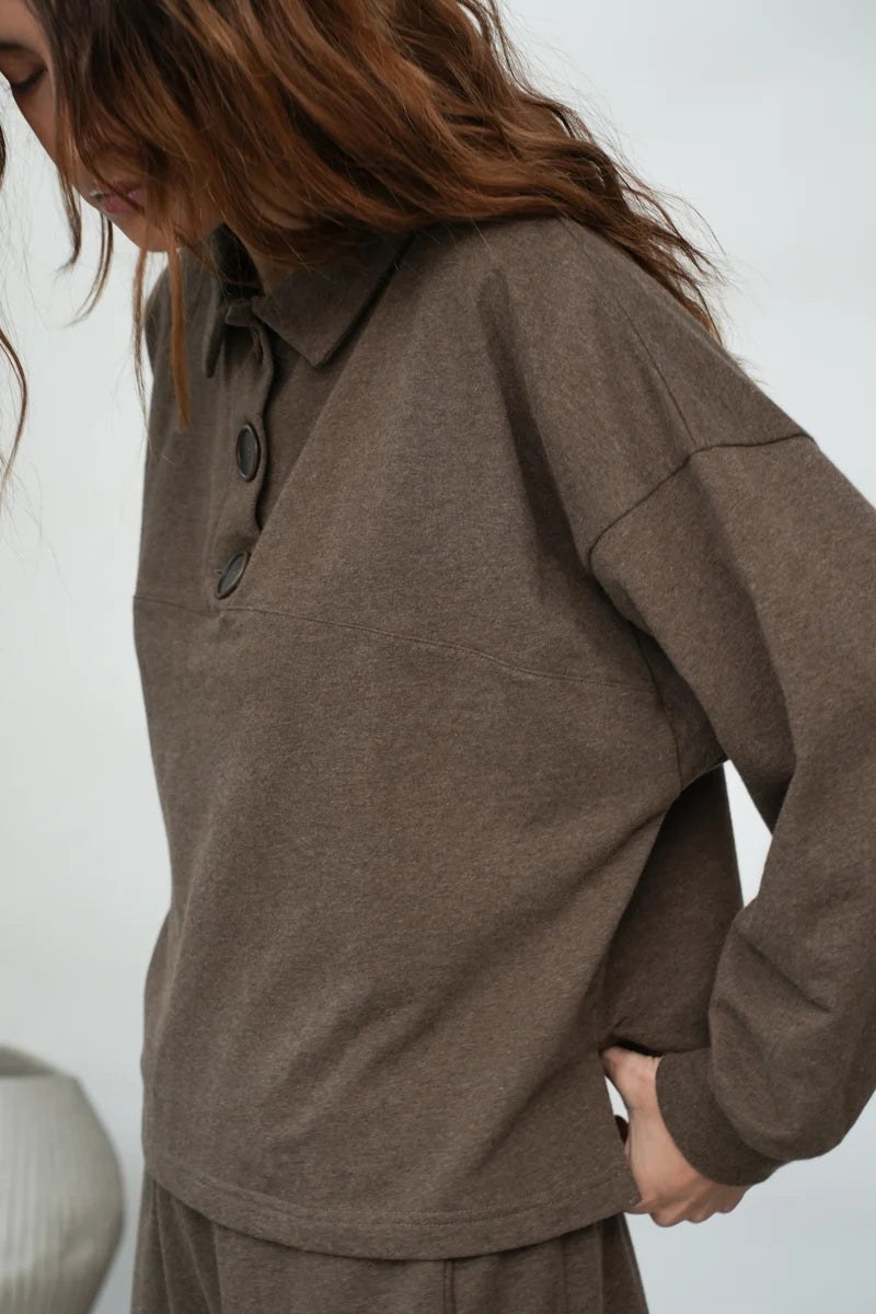 Beaumont Organic Holly Top - Brown Marl Women's Tops - Sloane Boutique