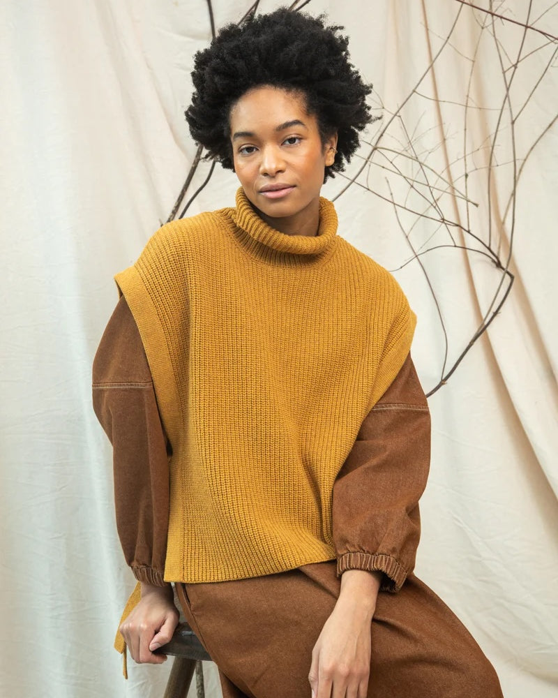 Beaumont Organic Kanon Vest - Ochre Marl Women's Tops - Sloane Boutique