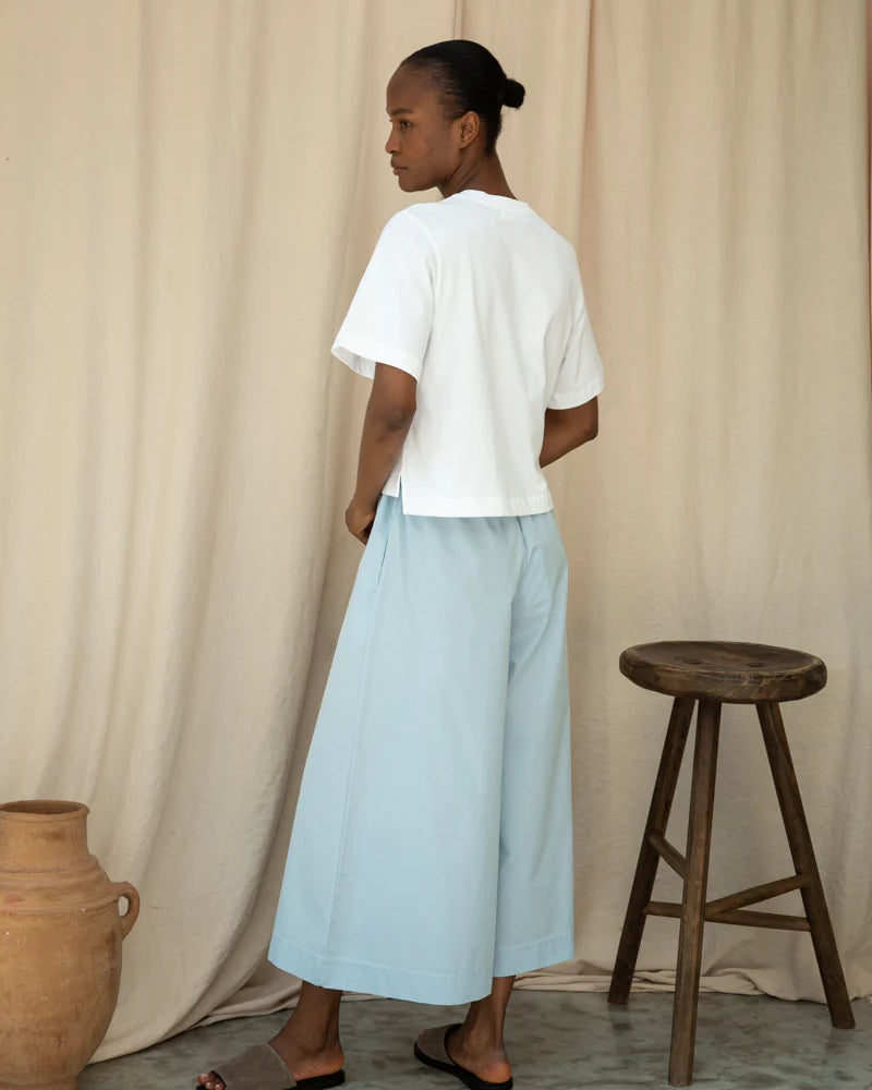 Beaumont Organic Mazu Cotton Poplin Trouser - Powder Blue Women's Bottoms - Sloane Boutique