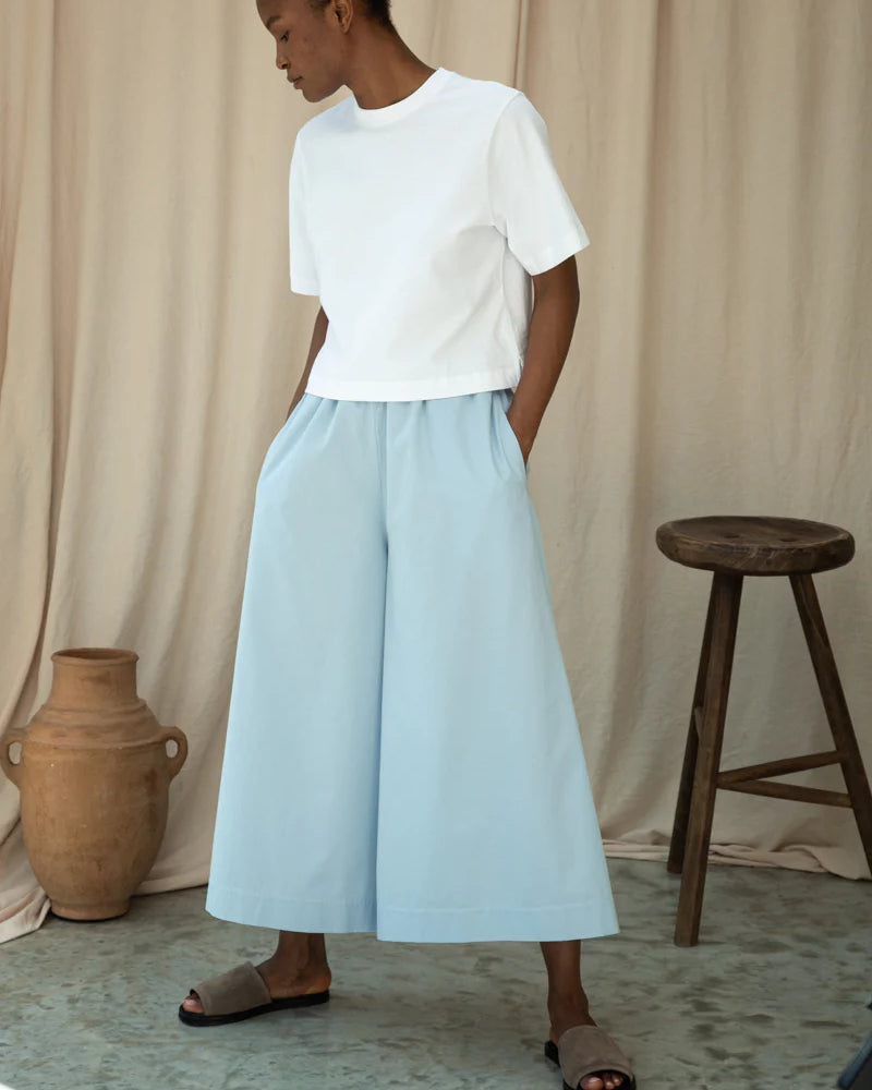 Beaumont Organic Mazu Cotton Poplin Trouser - Powder Blue Women's Bottoms - Sloane Boutique