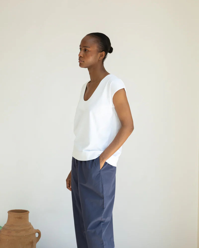 Beaumont Organic Tamsin Cotton Jersey Top - White Women's Tops - Sloane Boutique